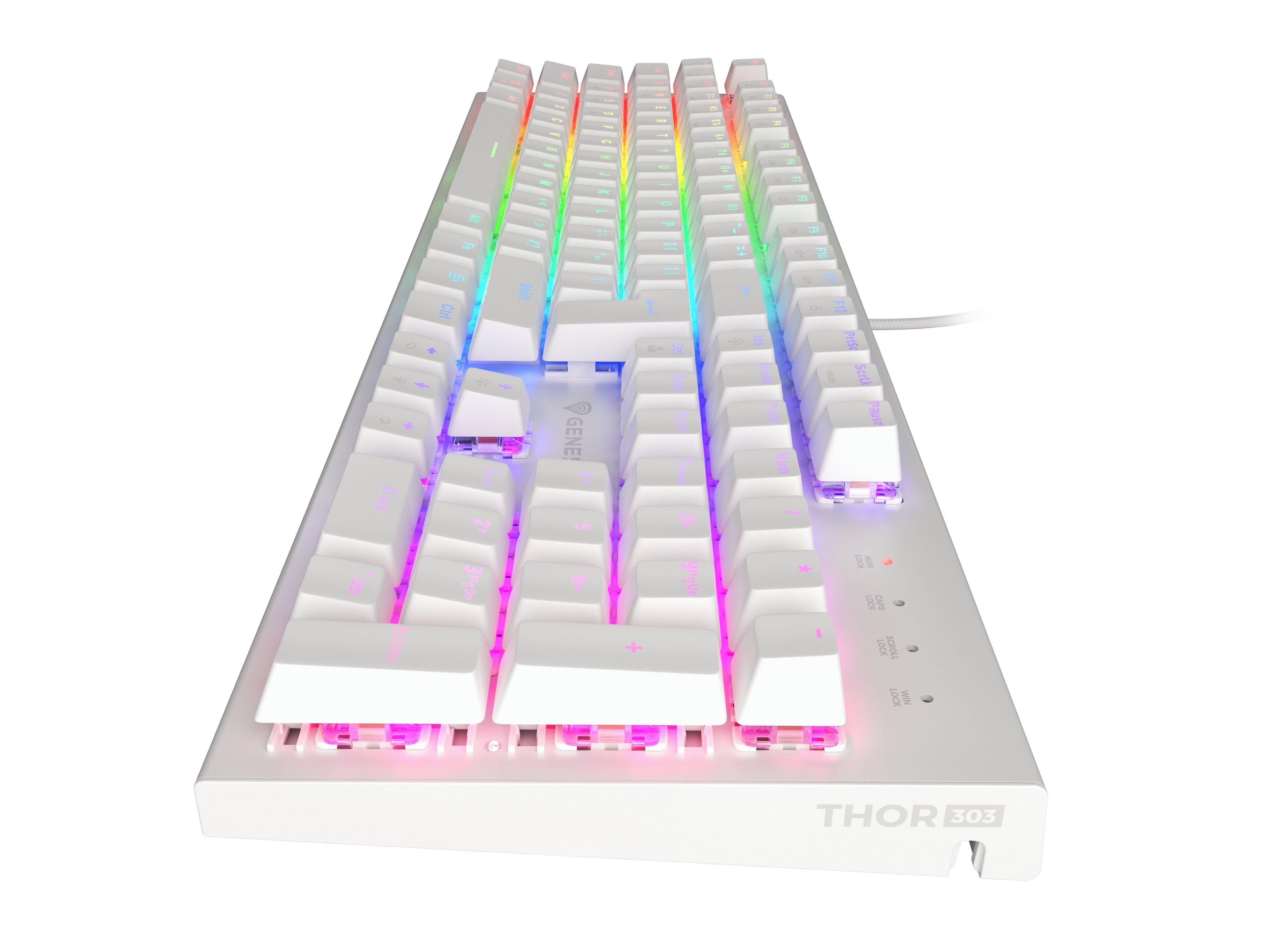 Teclado (Ingles) Mecánico Gaming Genesis Thor 303 Blanco Ee. Uu. Rgb