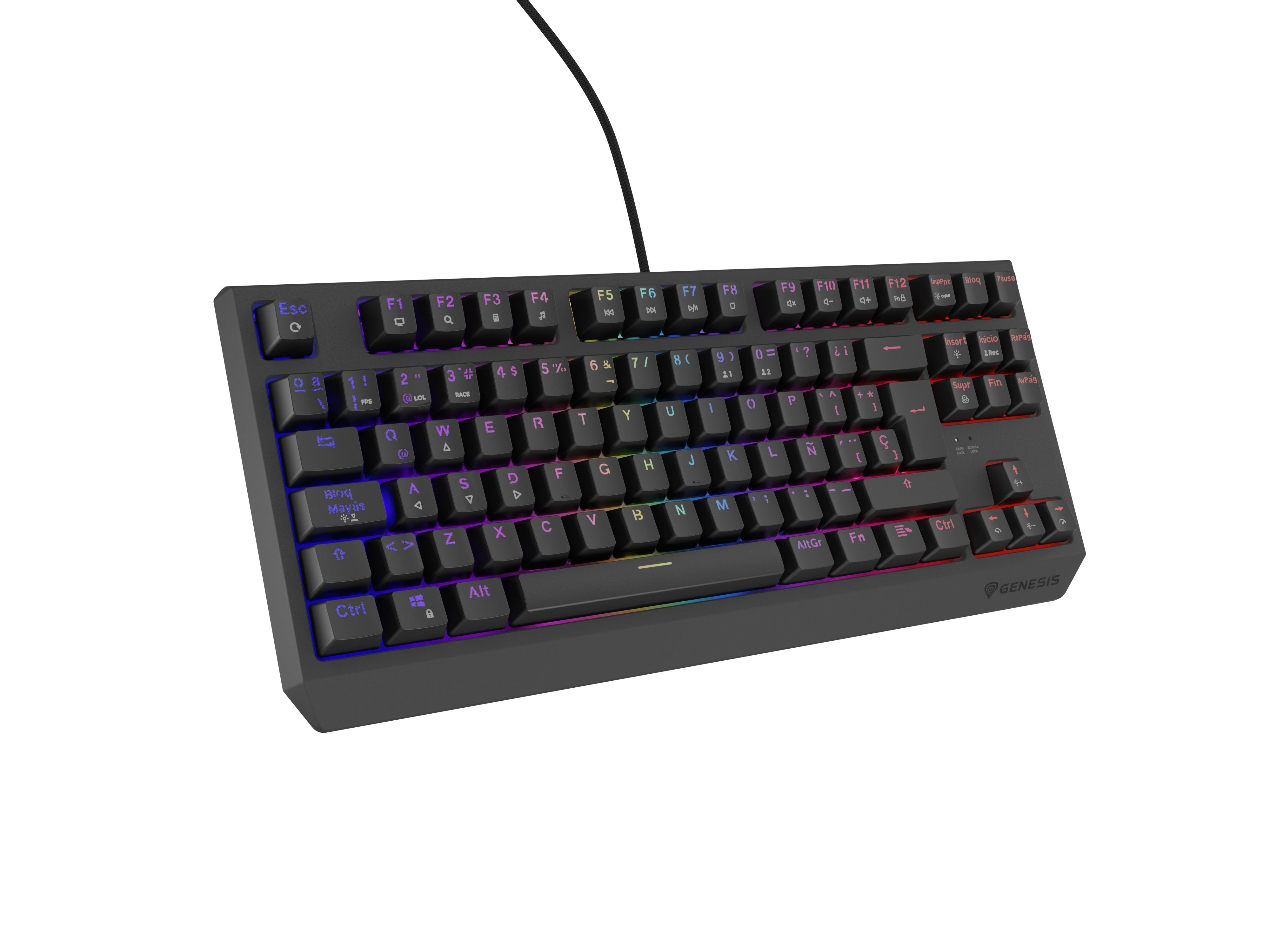 Teclado Gaming Español Genesis Thor230 Tkl Rgb Mecanico Negro Switch Outemurojo Hot Swap