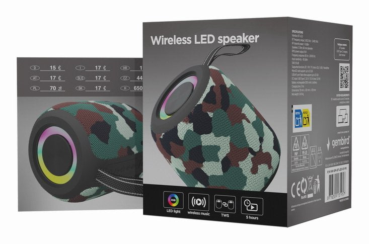 Altavoz Gembird Bt Con Efecto De Luz Led Rgb Camuflaje