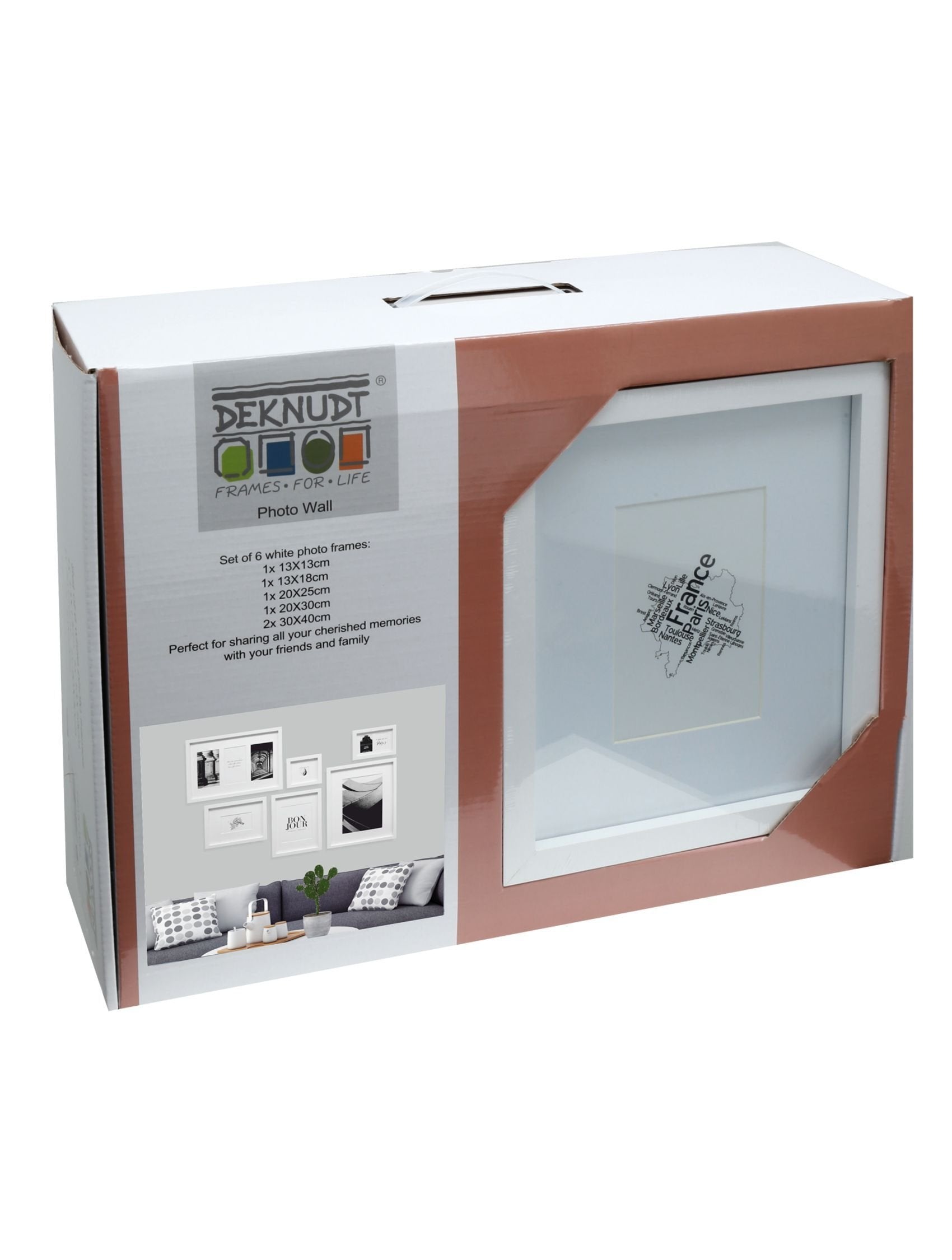 Deknudt S46yk Set Cuadro Pared W. 6 Marcos De Madera Blanca