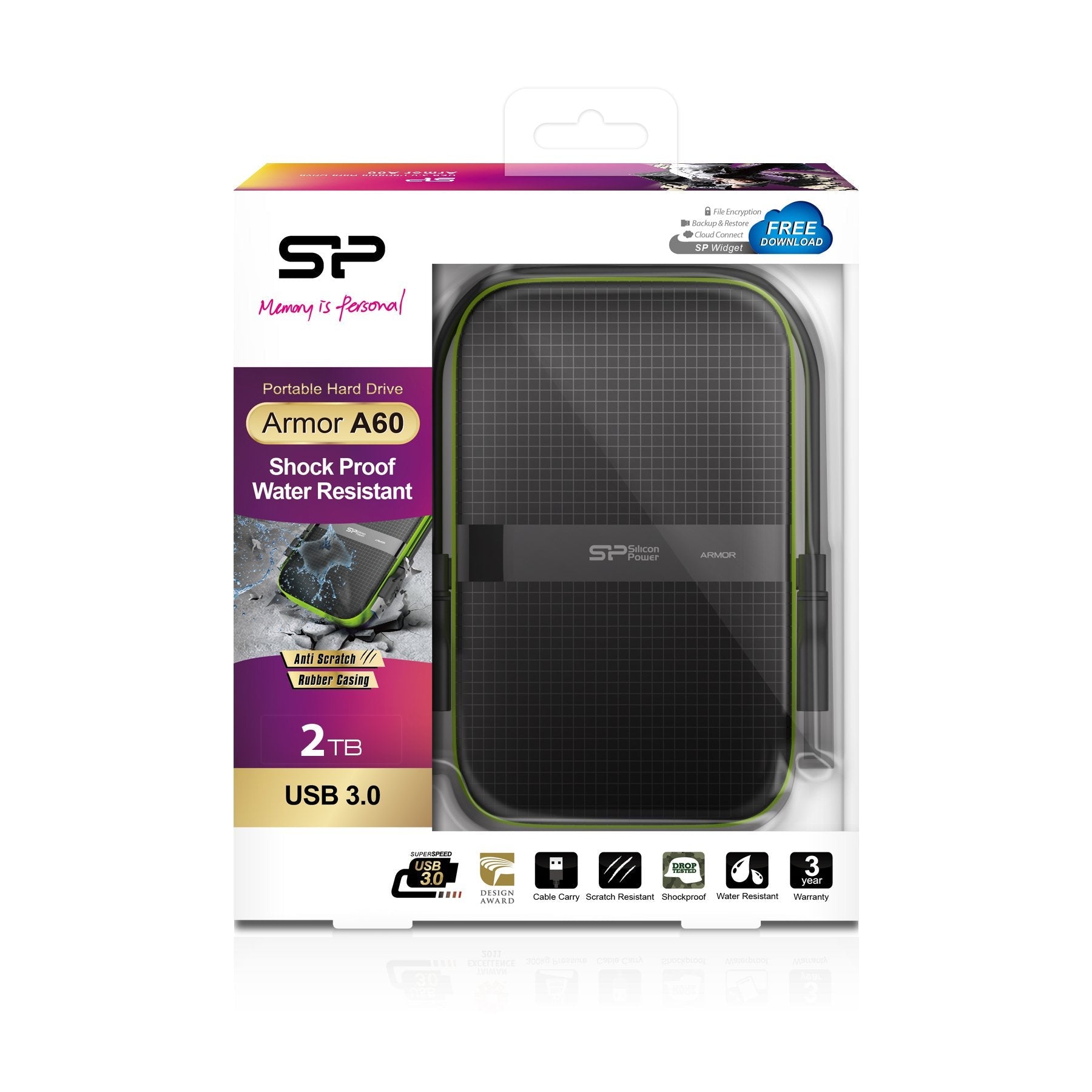 Disco Externo Hdd Silicon Power A60 2tb 2.5" Usb Resistente Agua