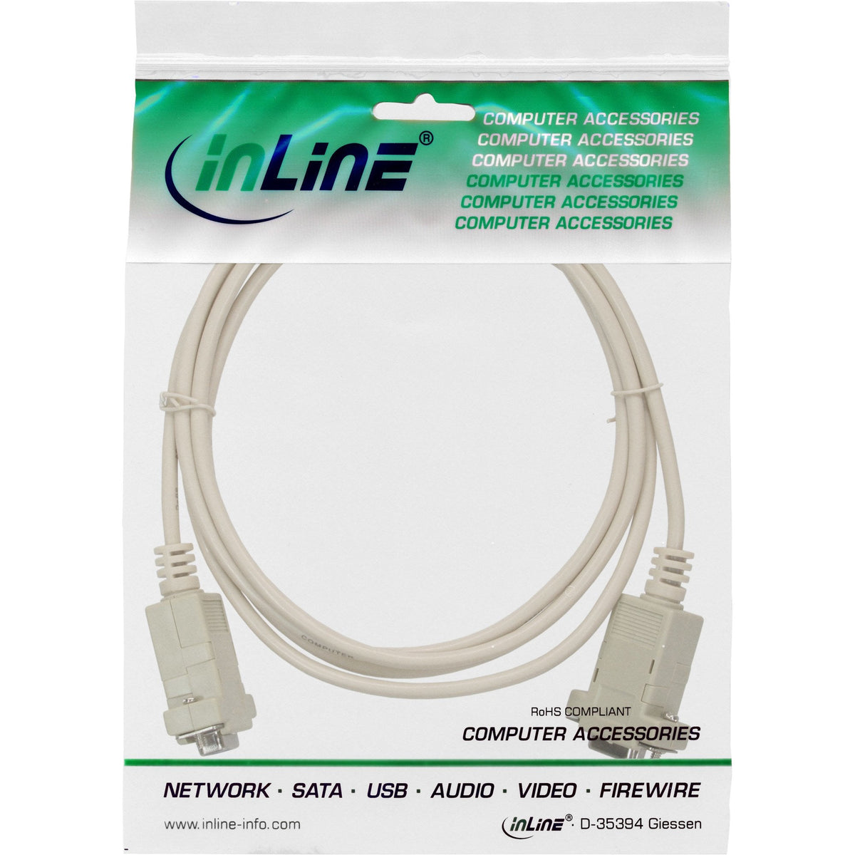 Cable De Módem Nulo Inline De 9 Pines Hembra A Hembra Con Abrazadera De 2 M