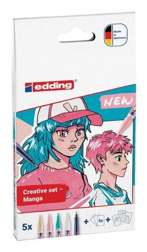 EAN 4057305063205 - Edding Manga Stifte Set Mehrfarbig Beige, Negro, Azul claro, Rosa, Blanco 5 pieza(s) imagen 1