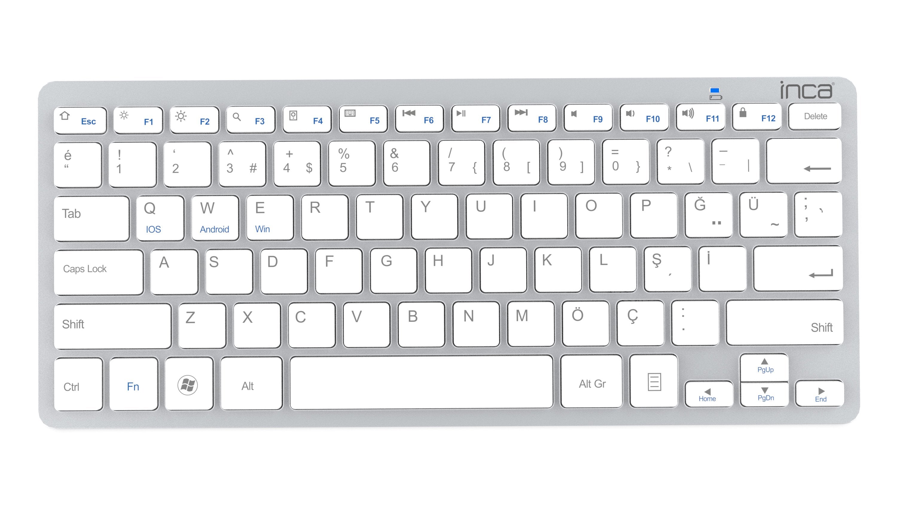 Teclado Aleman Inca Ibk-569bt Bluetooth Metálico, Plata