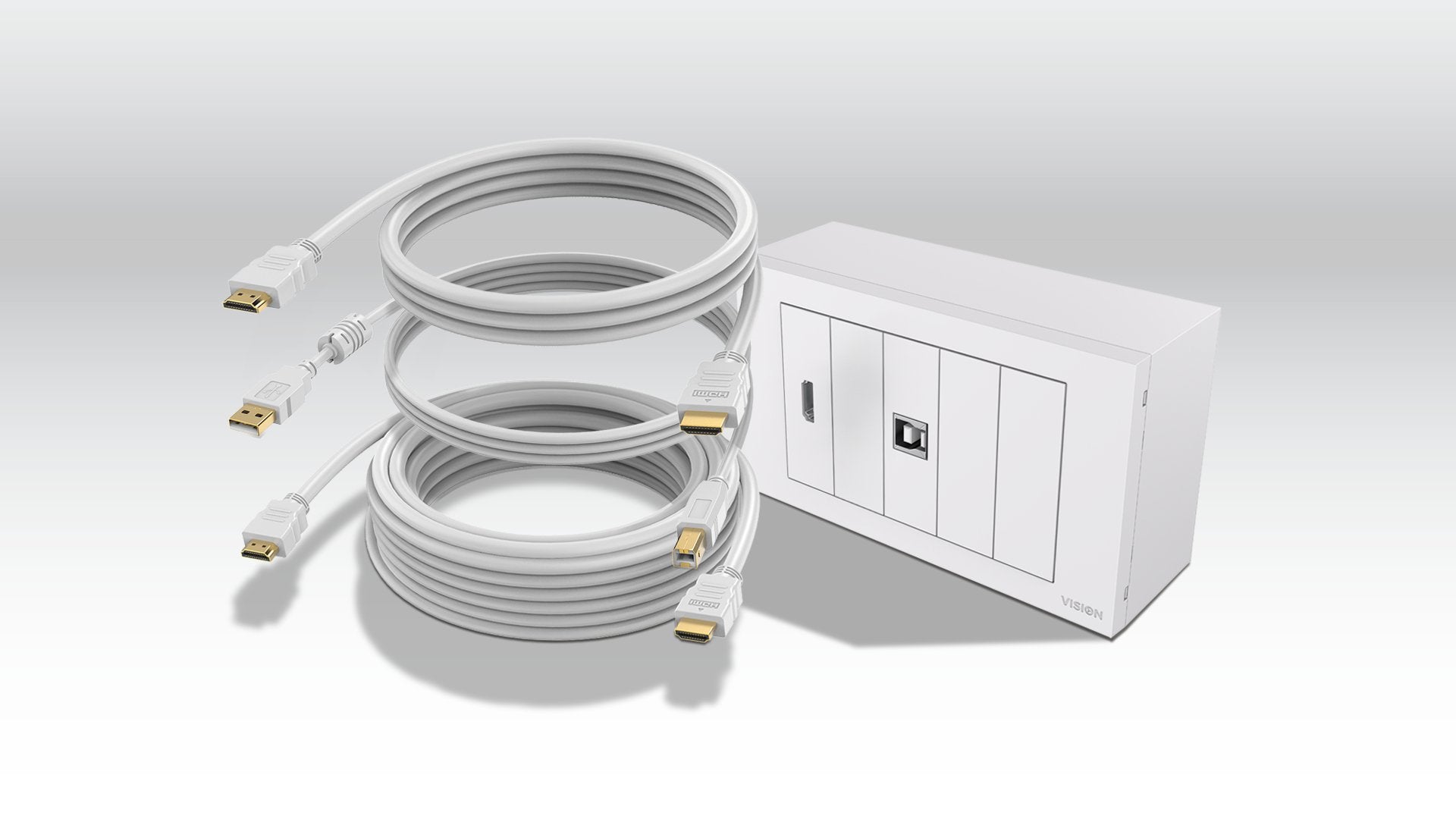 Paquete De Placa Frontal Av Modular De 10 M Y Cables 4k A 60 Hz Paquete Simple Para Instalar Pantalla Táctil O Proyector Incluye Caja Trasera De Doble Gang Del Reino Unido Y Marco De Doble Gang Que Acomoda Cinco Módulos Módulos Incluidos: 1