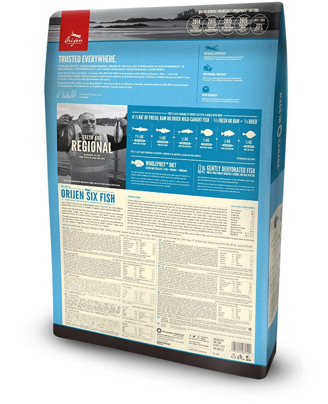Orijen Six Fish Alimento Seco Para Gatos 340 G Adulto Pescados