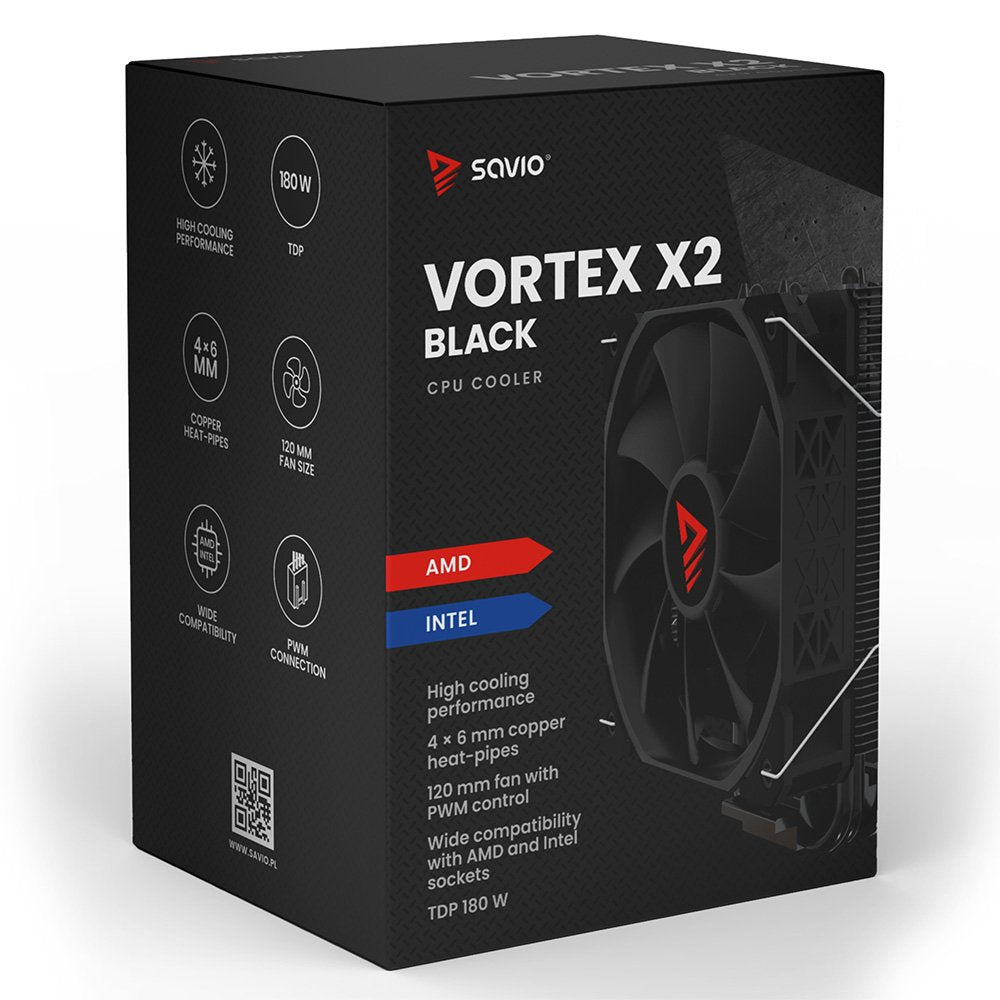EAN 5901986049630 - Savio Vortex x2 Black Placa base Refrigerador de aire 12 cm Negro 1 pieza(s) imagen 12
