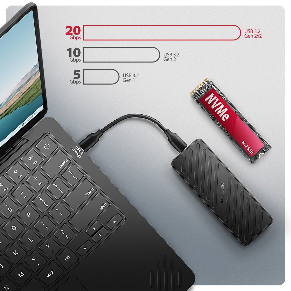 EAN 8595247908483 - Axagon EEM2-20G NVMe-SSD-Gehäuse USB-C 3.2 20 Gbps 2230 - 2280 - schwarz Caja externa para unidad de esta imagen 13