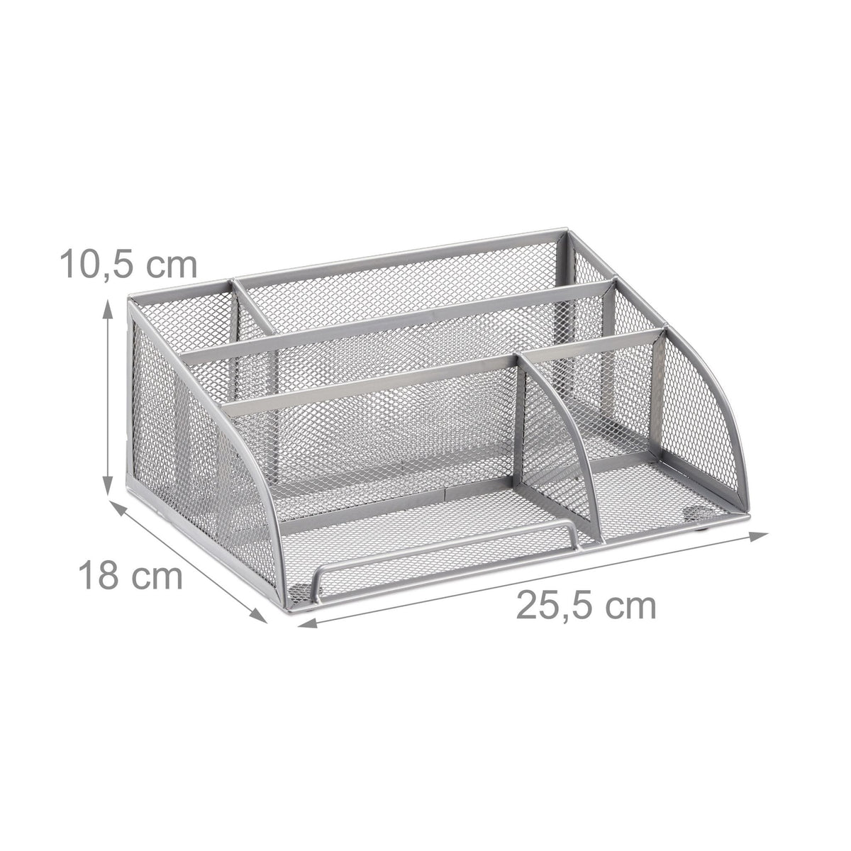 Relaxdays Escritorio-Organizer 5 Compartimentos, Metal Plateado