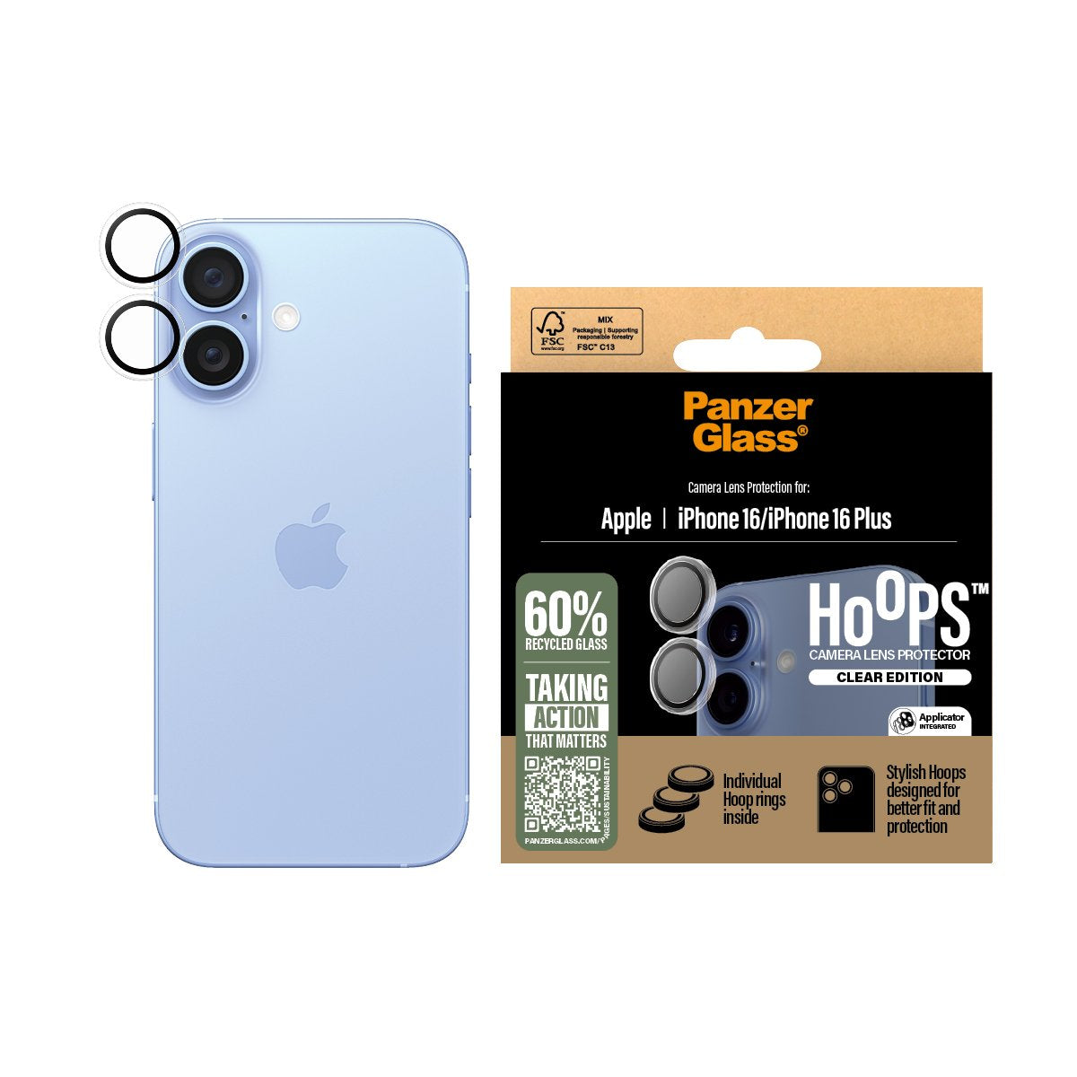 EAN 5715685003028 - PanzerGlass ® Hoops® Camera Lens Protector Transparent iPhone 16 | 16 Plus Protector de pantalla Apple 1 imagen 2