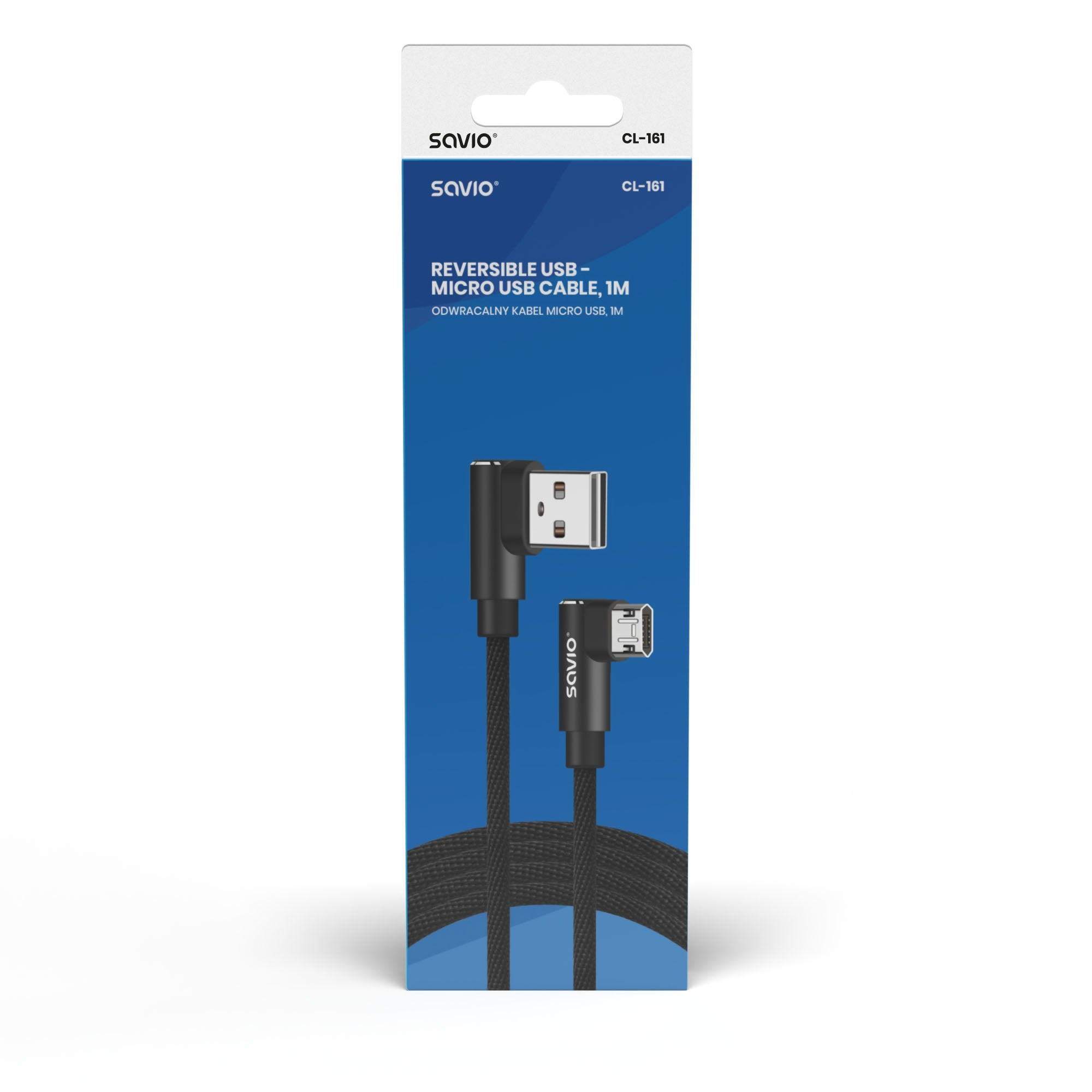 EAN 5901986047162 - Savio CL-161 dwustronny kabel USB- micro USB, 1m, ktowy, oplot cable USB USB 2.0 USB A Micro-USB A 0,48 G imagen 2