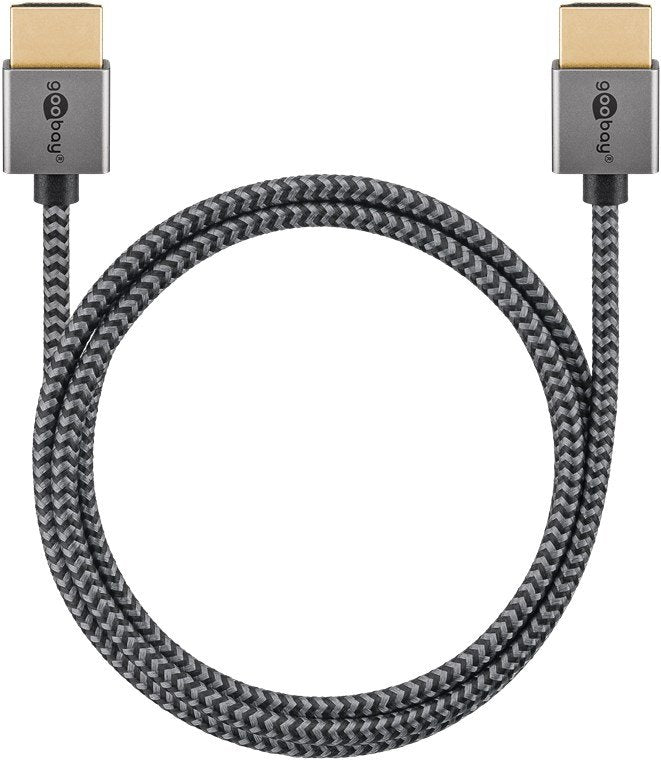 Goobay Plus Slim High-Speed-Hdmi-Cable Mit Ethernet, 8k @ 60hz (Gris, 2 Meter) 75758