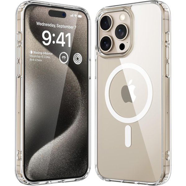 Funda Iphone 15 Pro Magsafe Transparente Just In Case Compatible Con Iphone 15 Pro - Accesorios Qi2/ Anillo Magnetico/ Transparente