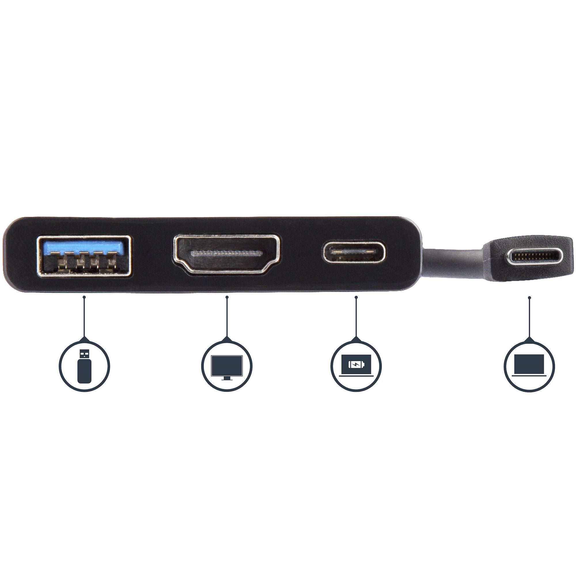 Startech.Com Adaptador Multipuertos Usb-C Con Hdmi - Puerto Usb 3.0 - Pd De 60w