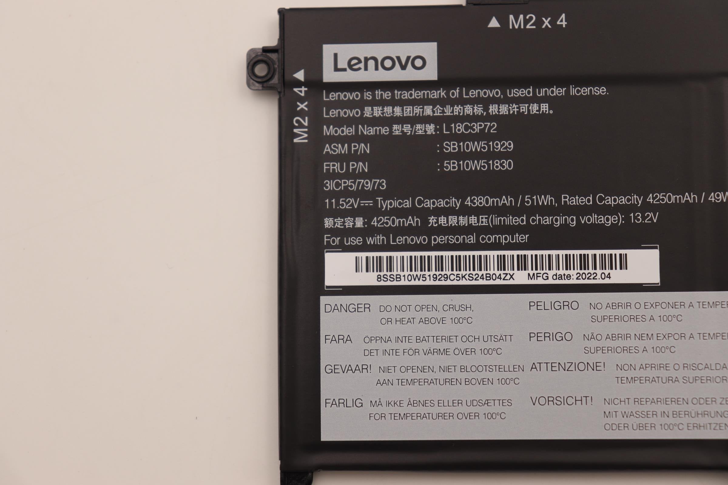 EAN 5715063028742 - Lenovo 5B10W51830 refacción para laptop Batería imagen 4