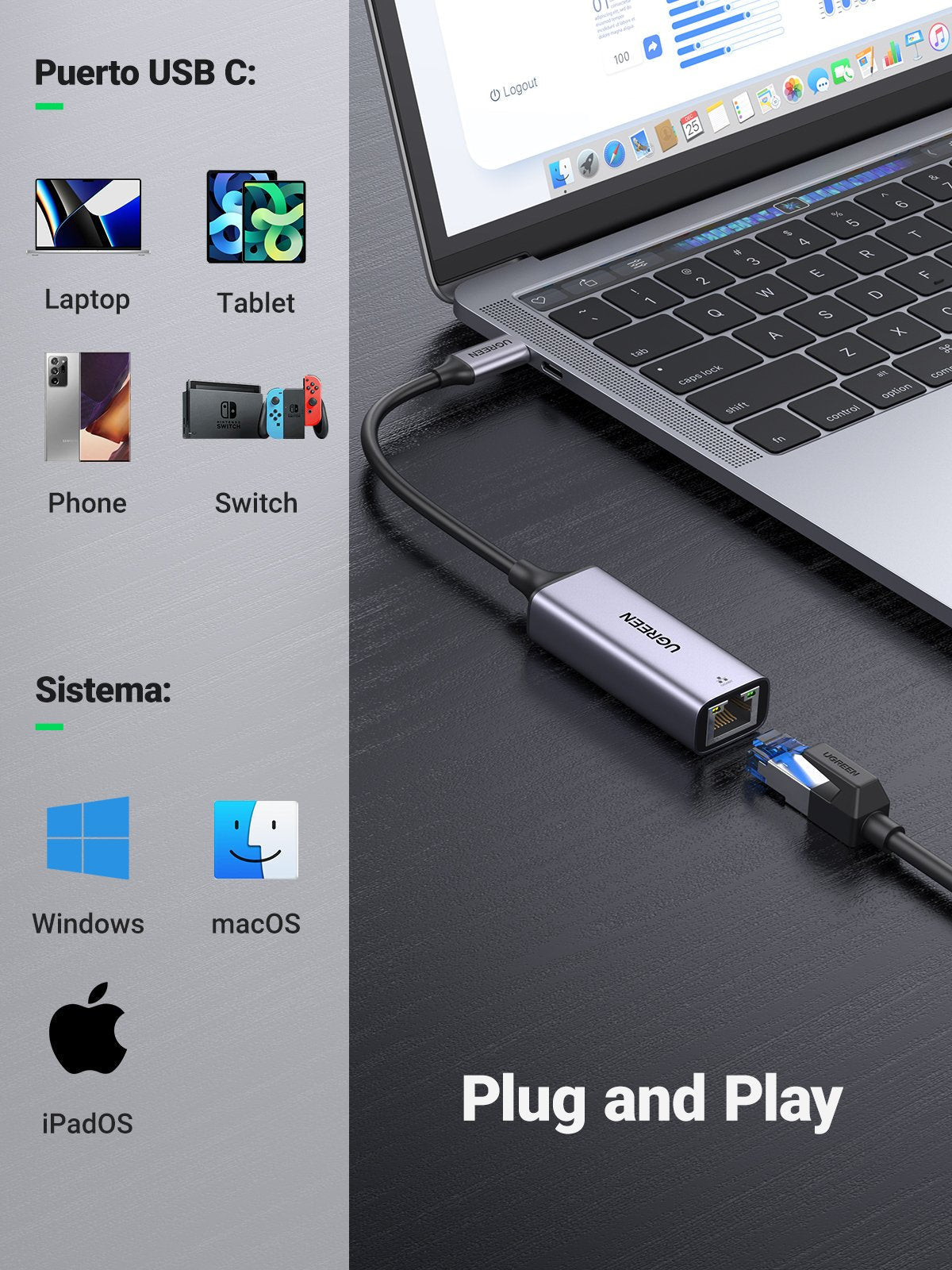 Ugreen Usb-C 3.1 Gen1 To Gigabit Ethernet Adapter