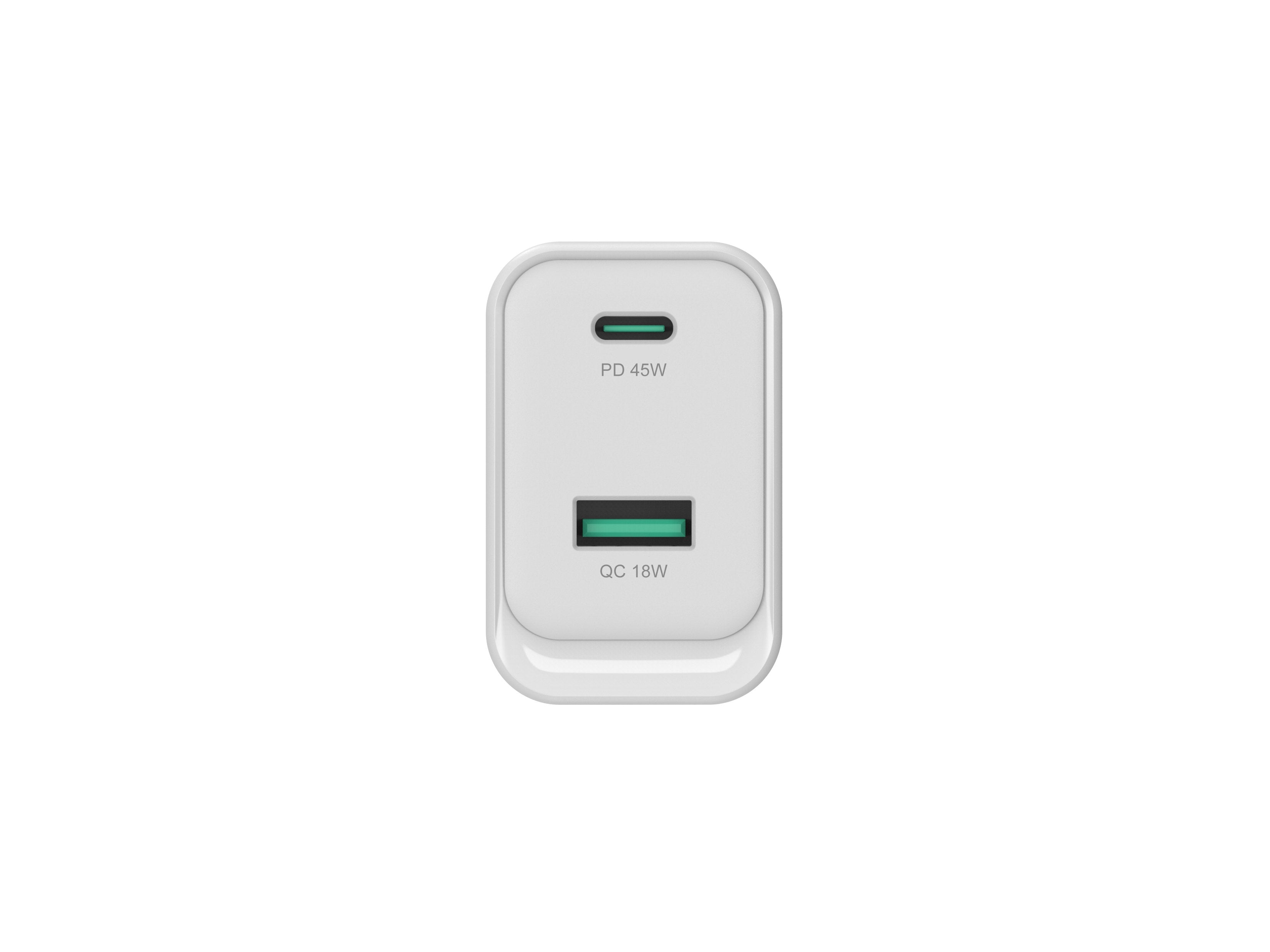 Cargador De Pared Quick Charge 3.0 Pd Pps 1 Puerto Usb-C 1 Puerto Usb-A Conceptronic Althea 45w