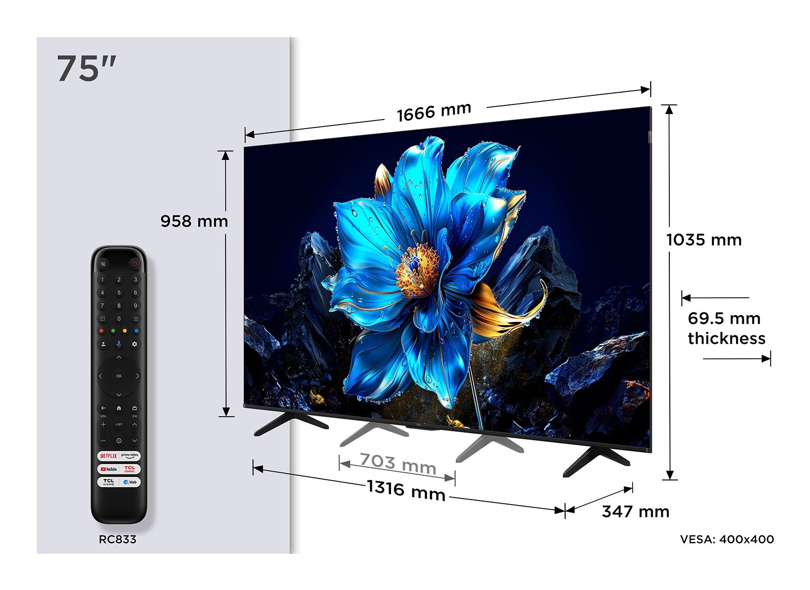 EAN 5901292525910 - TCL P7K 75P7K Televisor 190,5 cm (75") 4K Ultra HD Smart TV Wifi Metálico 450 cd / m² imagen 1