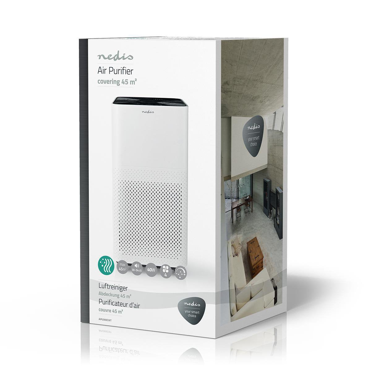 EAN 5412810319589 - Nedis AIPU300CWT purificador de aire 45 m² 54 dB 35 W Negro, Blanco imagen 13