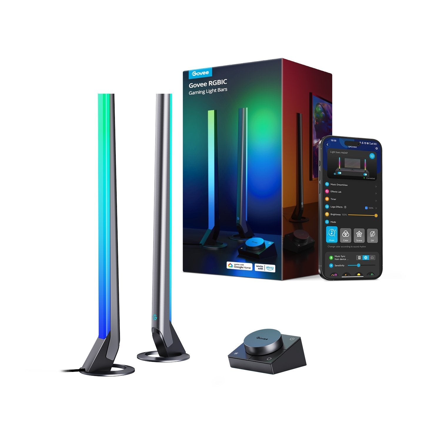 Govee H6047 Gaming Light Bars Lampy Led Rgbic, Wi-Fi, Alexa, Google Assistant