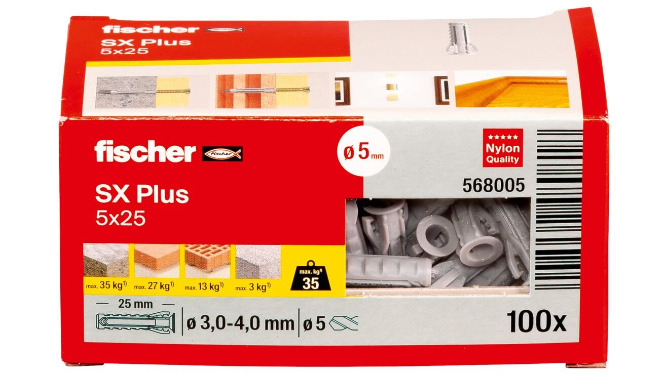 EAN 4048962480818 - Fischer 568005 tornillo de anclaje y taco 100 pieza(s) Anclaje de expansión 25 mm imagen 4