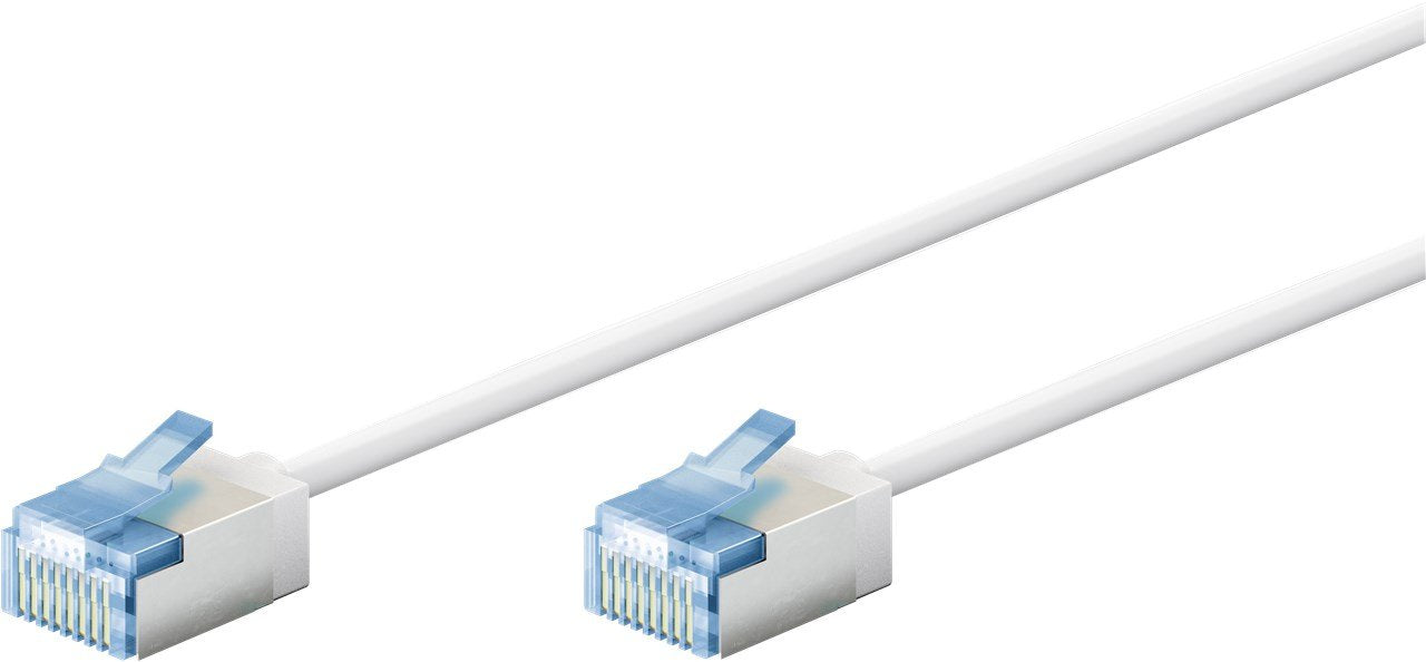 Goobay Cable Cat.6a Ultraflexible Delgado, U/Ftp Blanco, 1 Metro, Conector Extracorto 74332