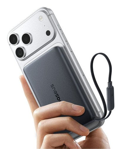 Picogo Am52 Qi2.2 Slim Magnetic Power Bank With Built-In Cable 10000mah 45w Cosmic Black