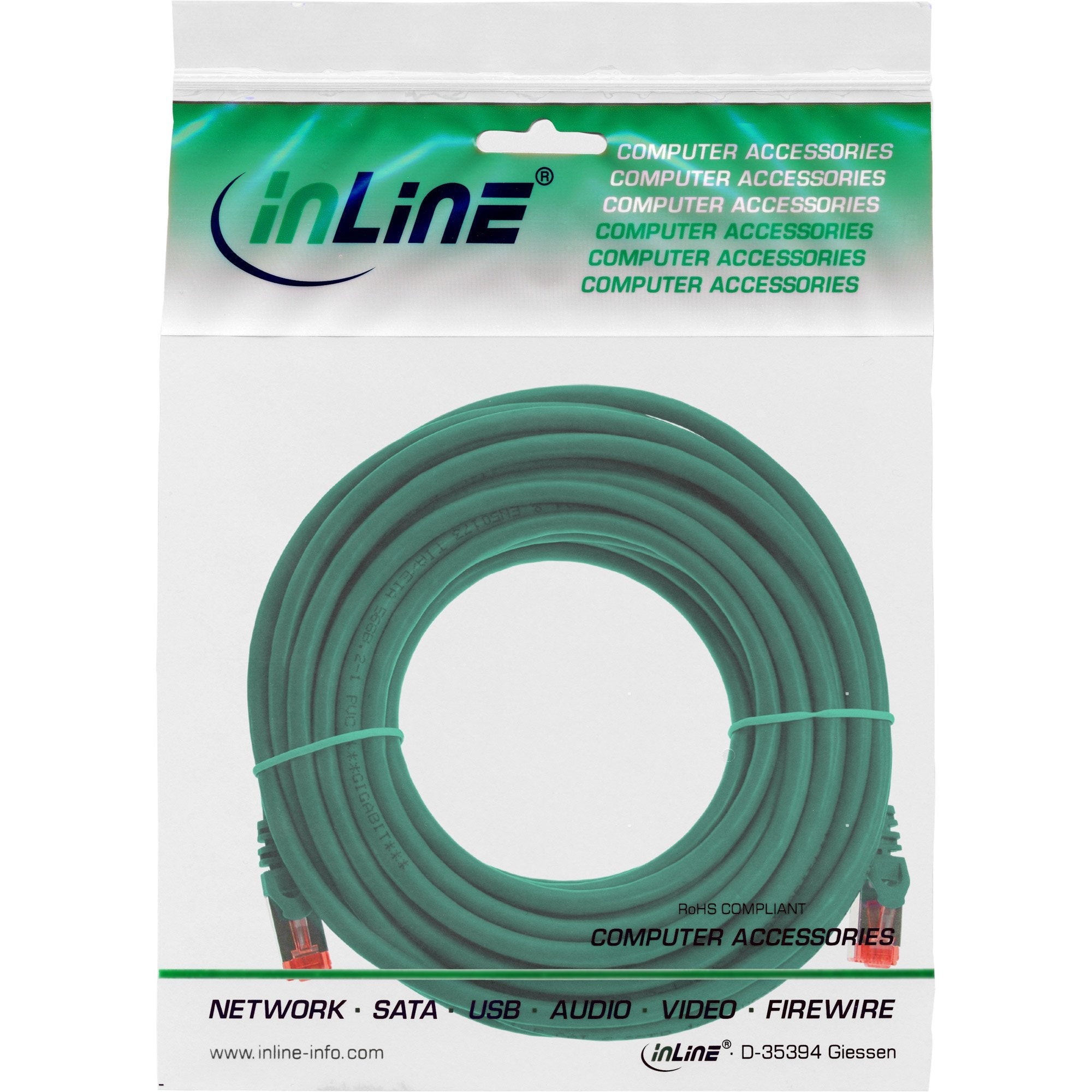 Cable De Red Inline S/Ftp Pimf Cat.6 250mhz Pvc Cca Verde 10m