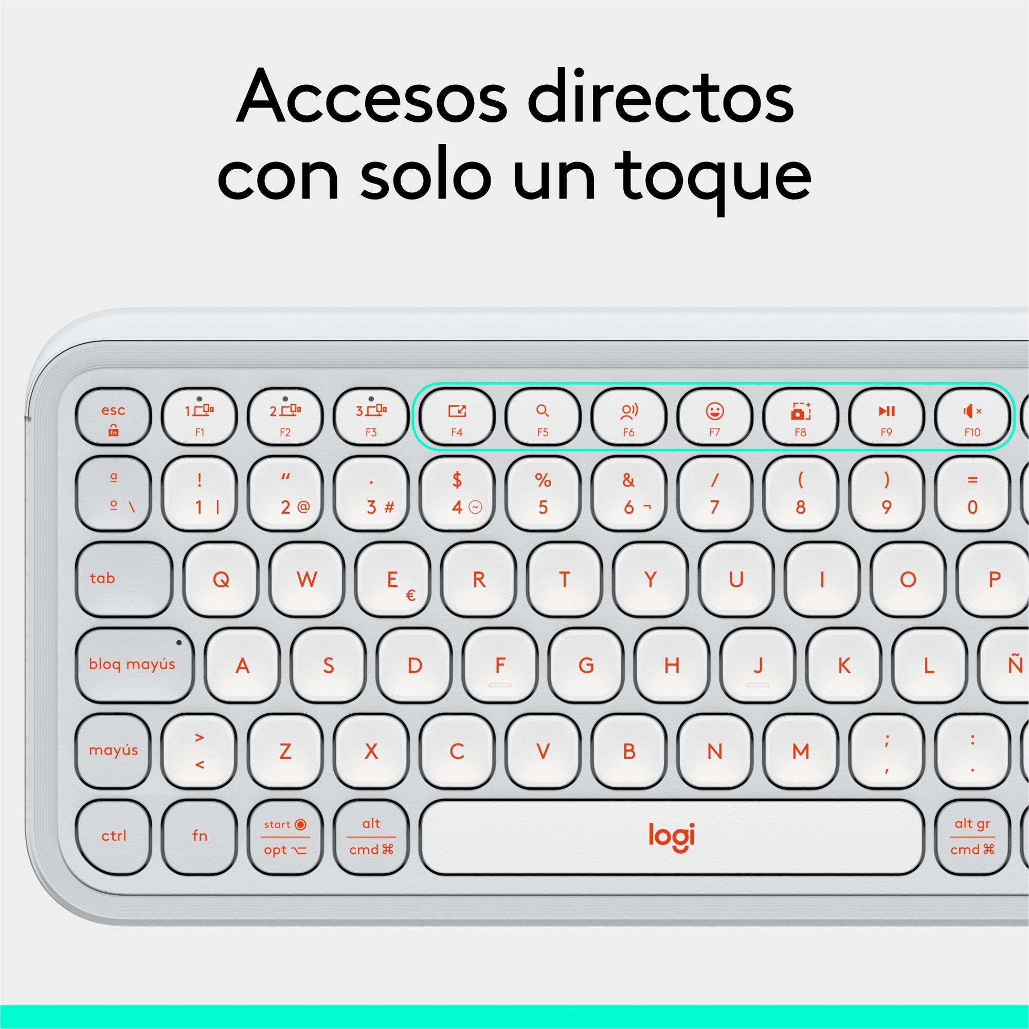 Teclado Esoañol Logitech Pop Icon Keys Inalámbrico Bluetooth Le Qwerty Español Blanco Apagado Naranja