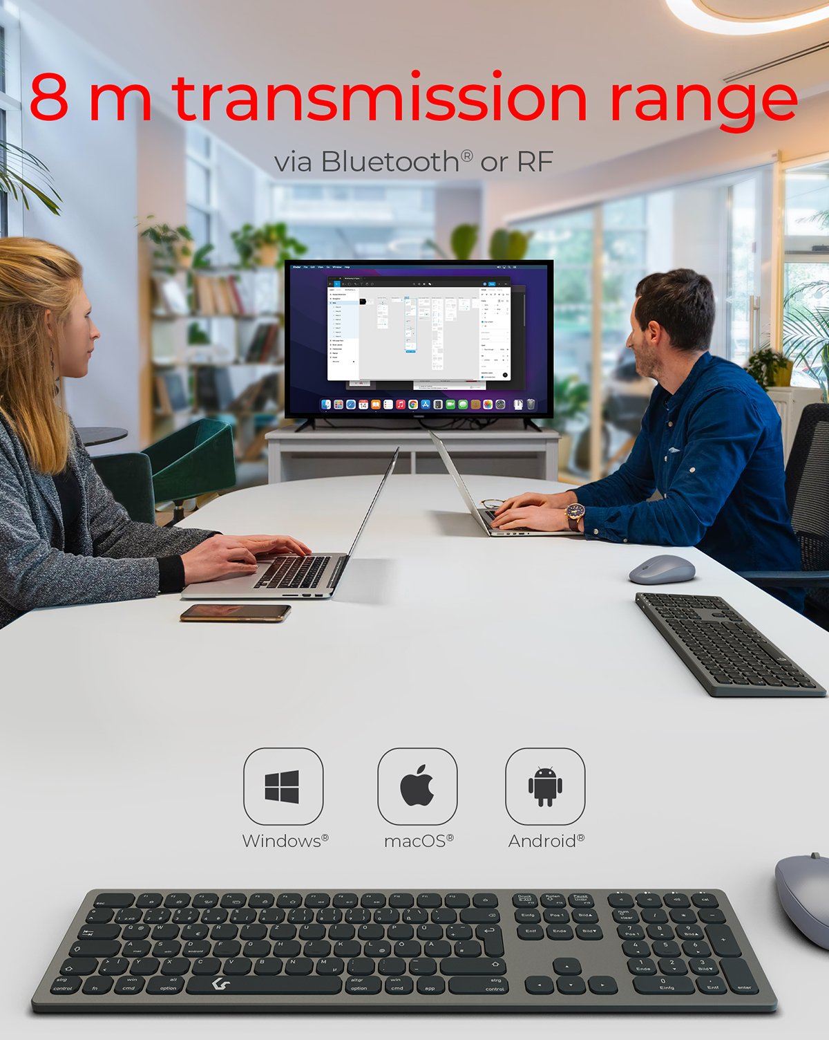 Keysonic Ksk-8023btrf, Teclado Antracita/Negro, Disposición De, Membrana Tipo X 60939