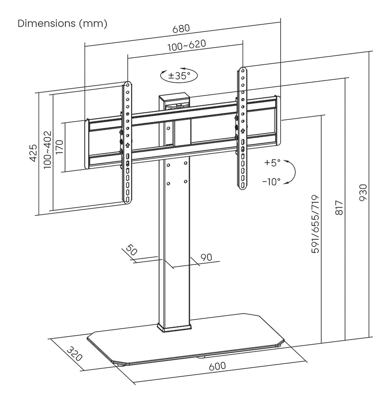 EAN 8435739901670 - AISENS DT86TS-291 soporte para TV 2,18 m (86") imagen 6