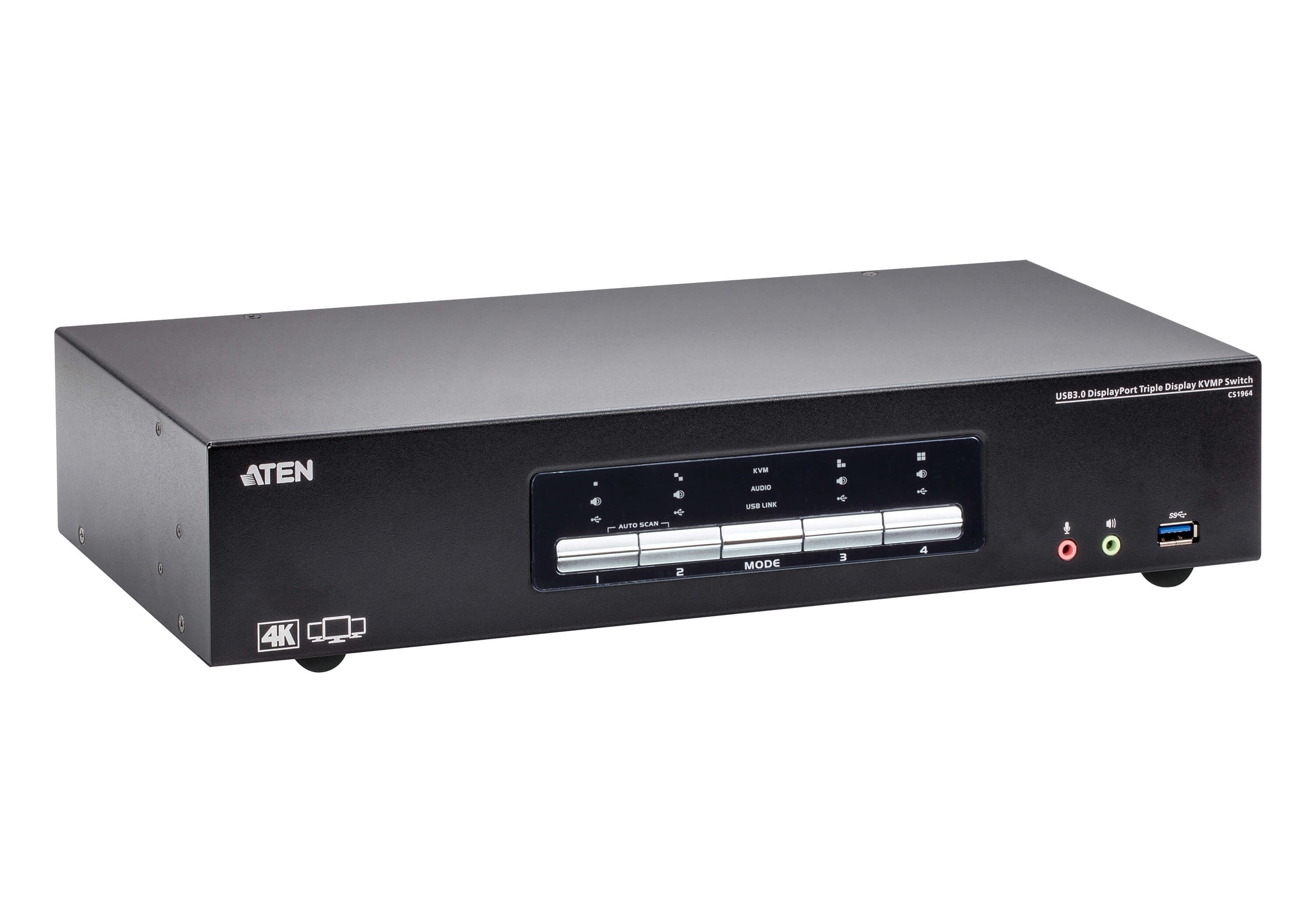 Aten Cs1964 4 Puertos Usb 3.0 4k Displayport Triple Pantalla Kvmp, Conmutador Kvm Cs1964