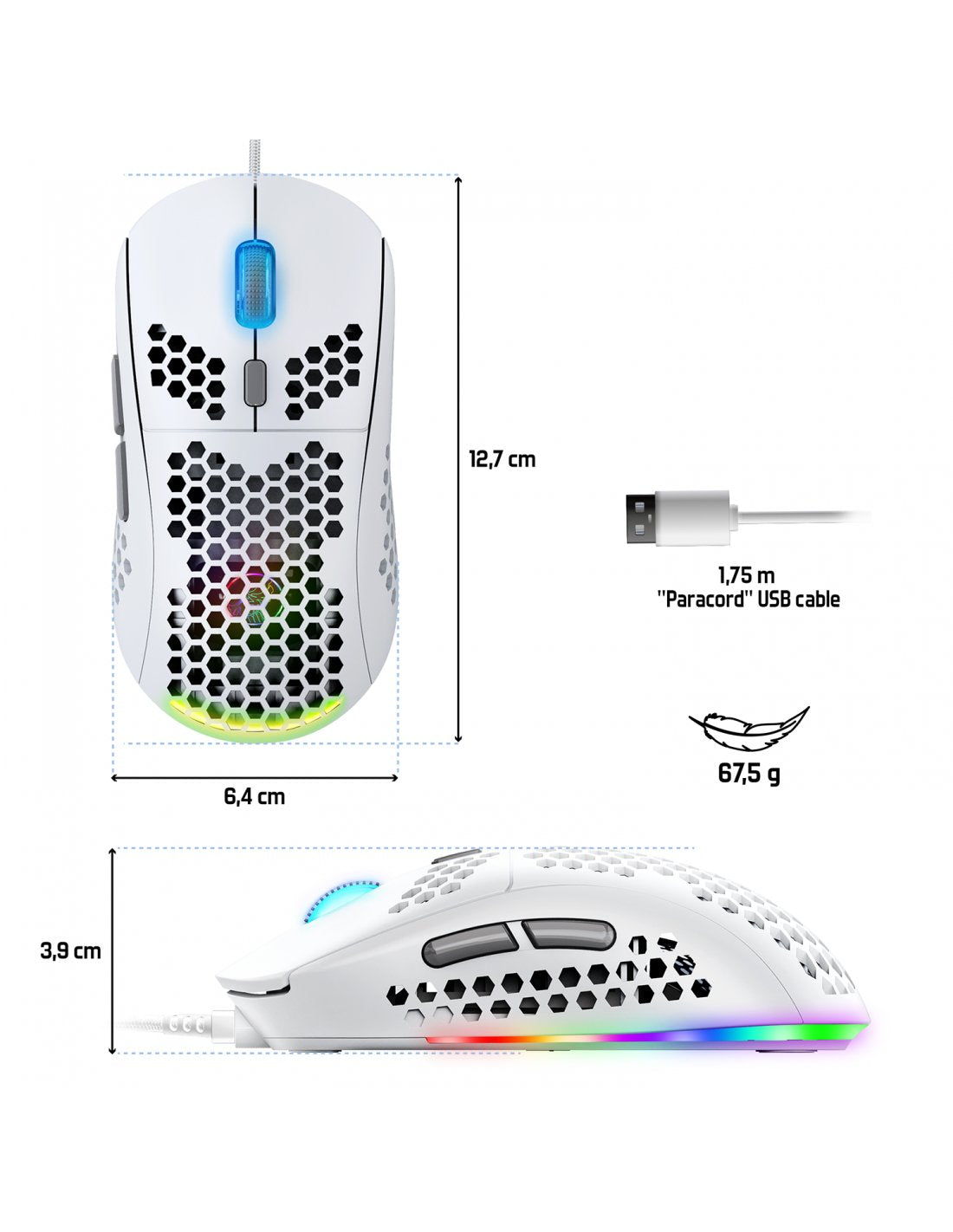 EAN 3700104455818 - Spirit of Gamer PRO-M4 ARTIC ratón Juego mano derecha USB tipo A Óptico 12800 DPI imagen 4