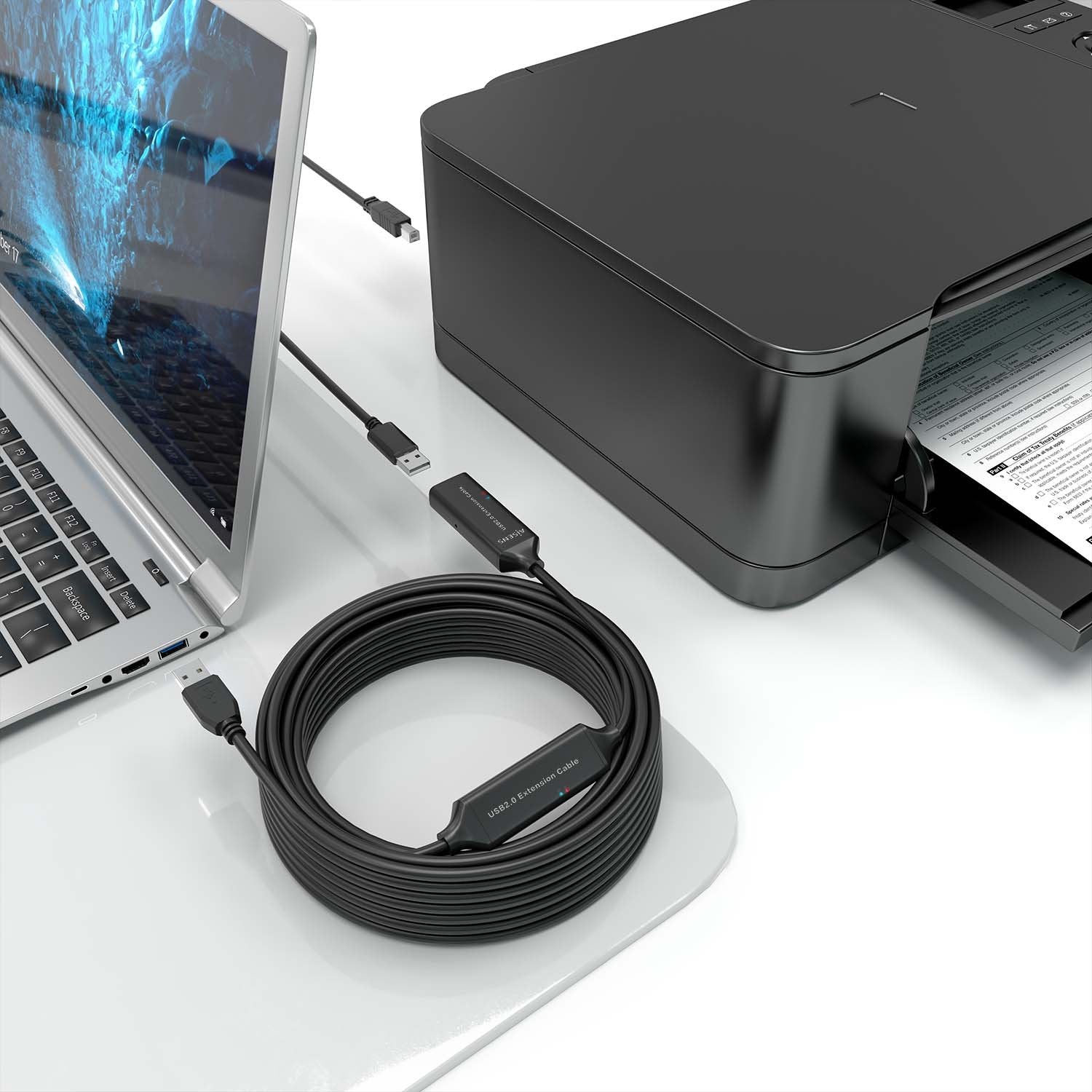 Aisens Cable Usb 2.0 Prolongador Con Amplificador, Tipo A/M-A/H, Negro, 15m