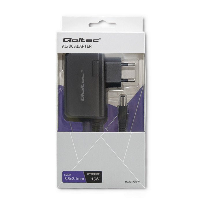 EAN 5901878507736 - Qoltec 50773 adaptador e inversor de corriente Interior 15 W Negro imagen 2