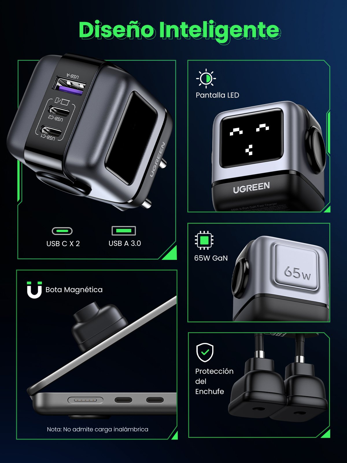 EAN 6941876236688 - Ugreen Nexode RG 65W 3-Port GaN Ordenador portátil, Teléfono móvil, Portátil, Batería portátil, Teléfono imagen 11