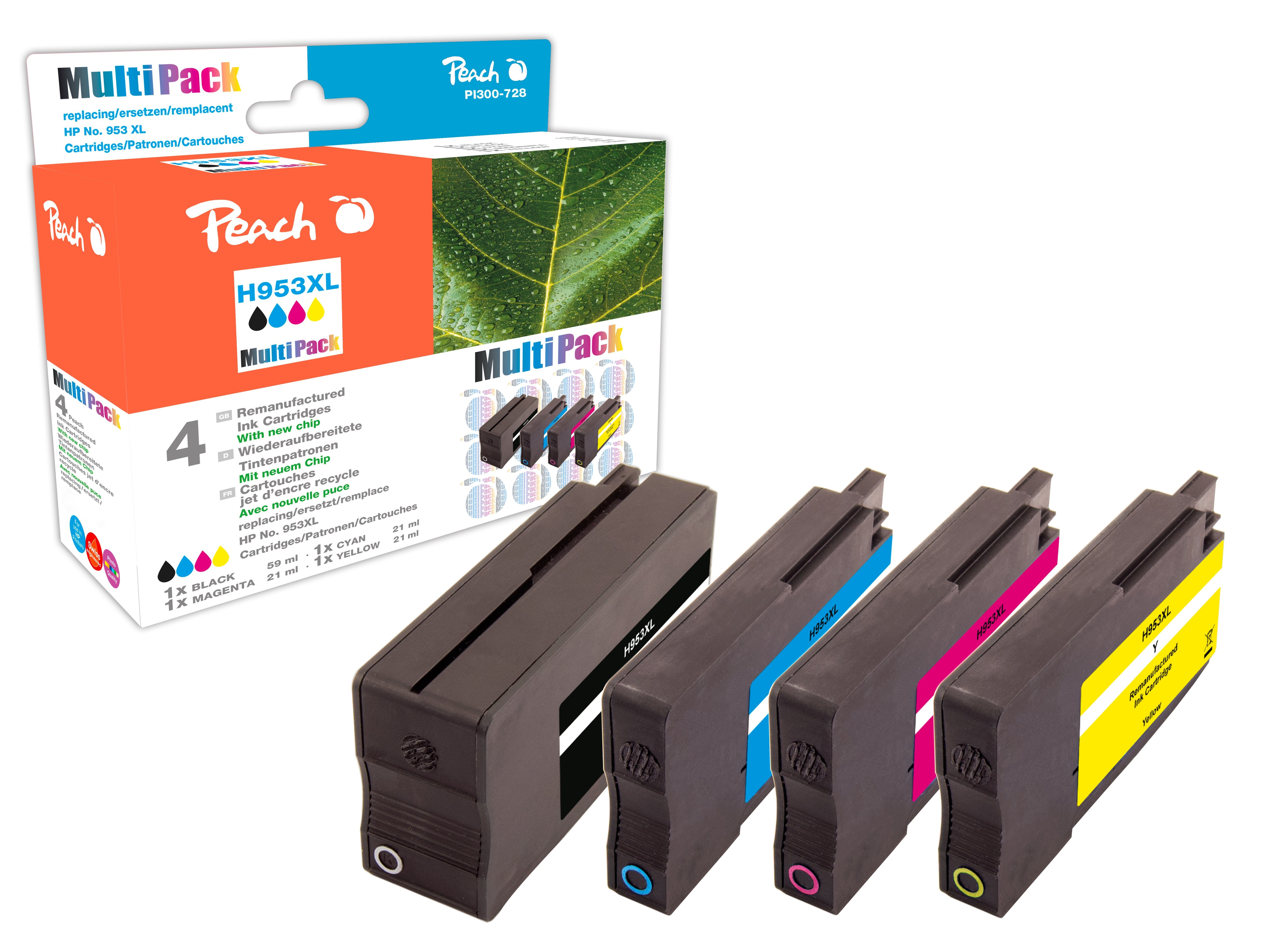 EAN 7640173431176 - Peach PI300-728 cartucho de tinta 4 pieza(s) Compatible Alto rendimiento (XL) Negro, Cian, Magenta, Amari imagen 1