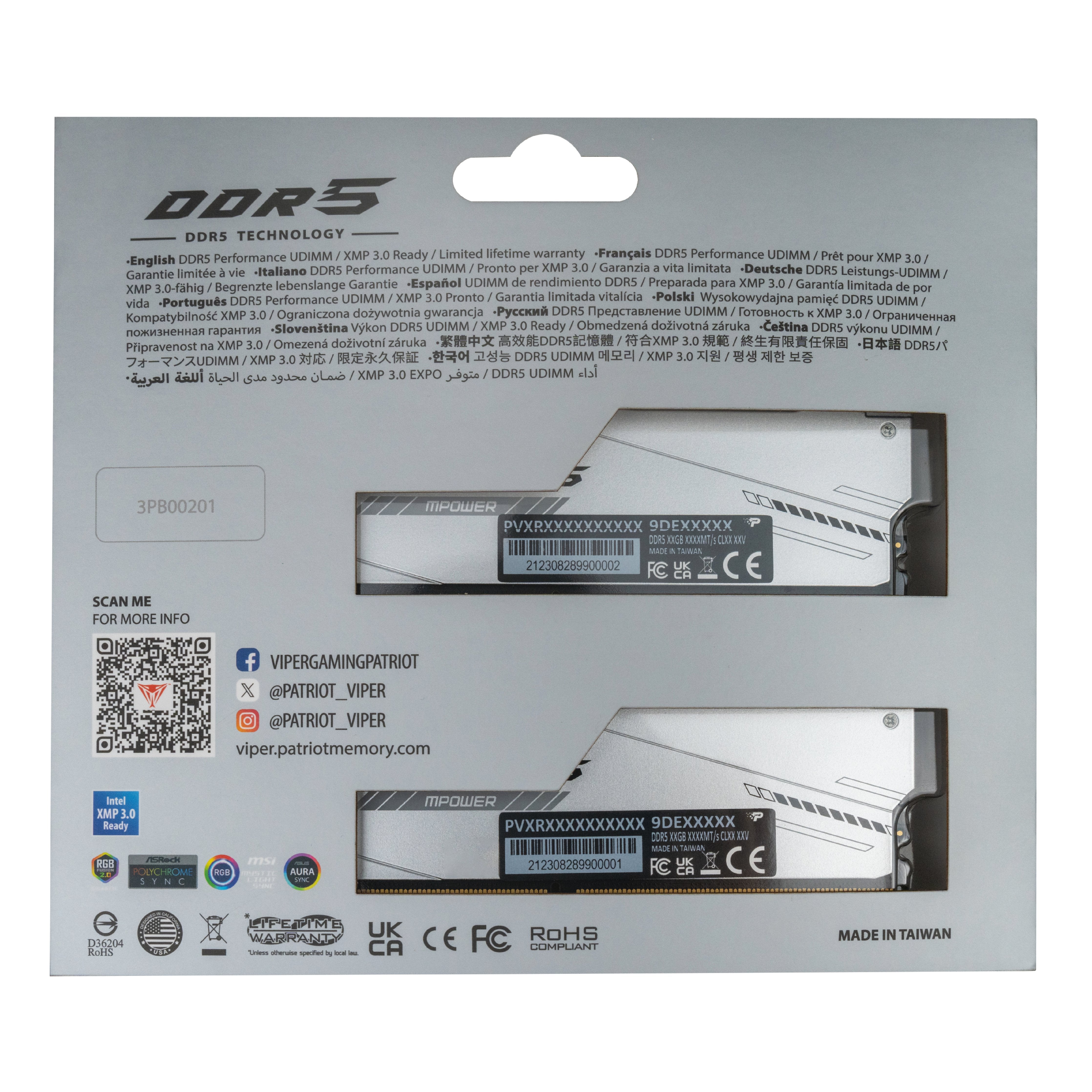 EAN 4711378428261 - Patriot Memory Viper Xtreme 5 RGB módulo de memoria 48 GB 2 x 24 GB DDR5 6000 MT/s 288-pin DIMM ECC imagen 12