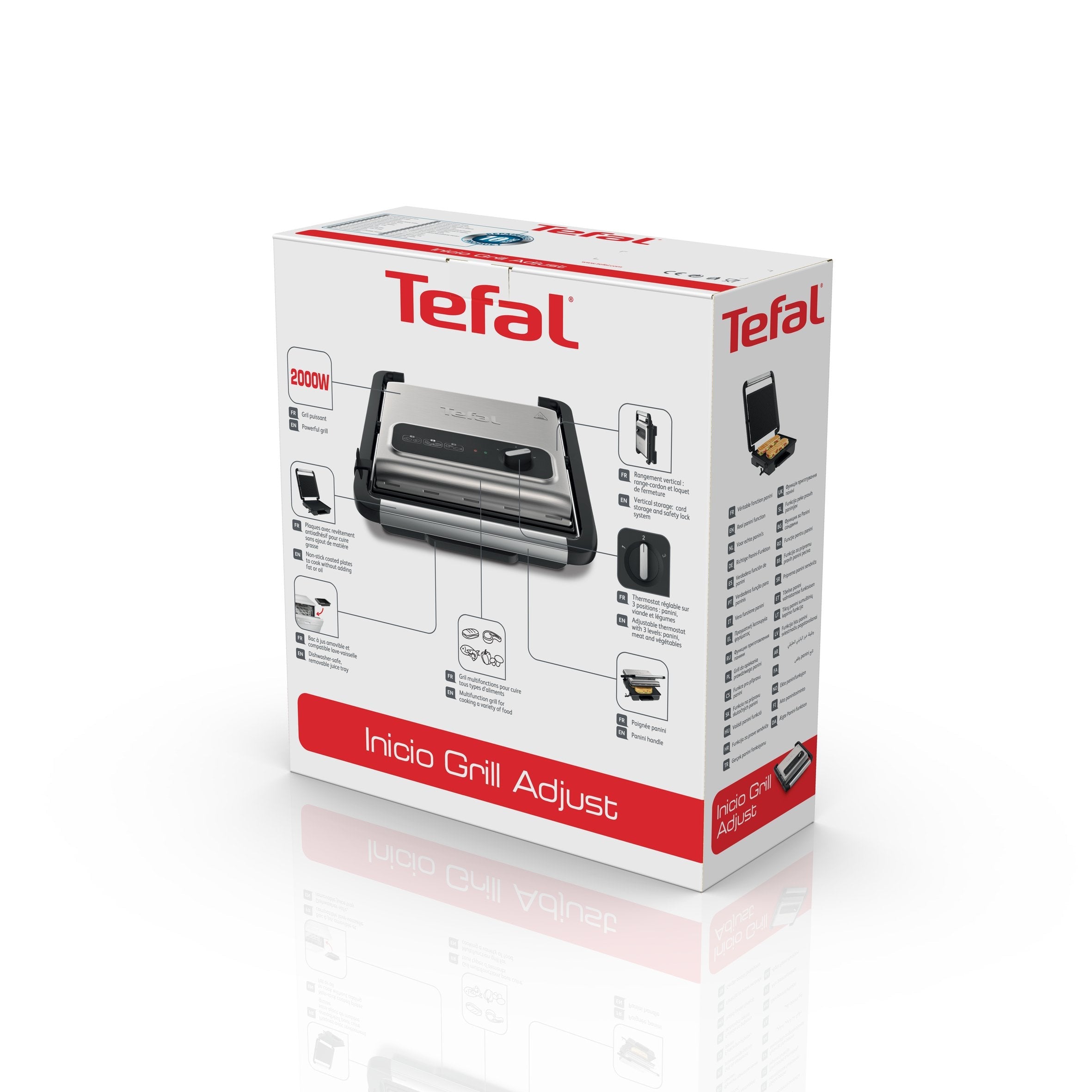 Tefal Inicio Gc242d Parrilla Eléctrica De Contacto, Barbacoa De Contacto Acero Fino/Negro, Negro, Acero Inoxidable, Rectangular, Giratorio, 288 X 258 Mm, Tapa Con Bisagra, Listo