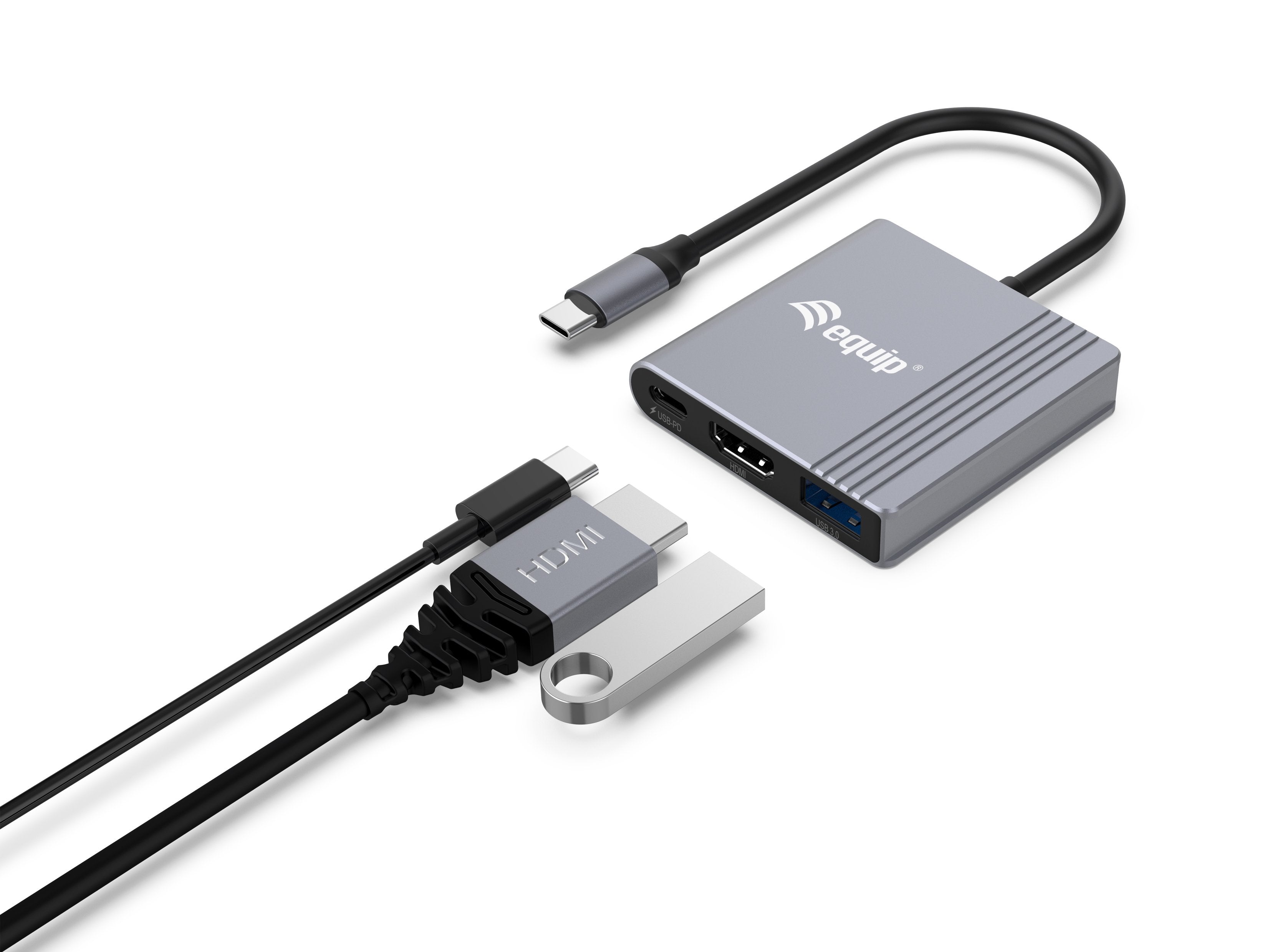 Equip Dock Usb-C->Hdmi,Usb3.0,100wpd 4k60hz 0.15m Gr