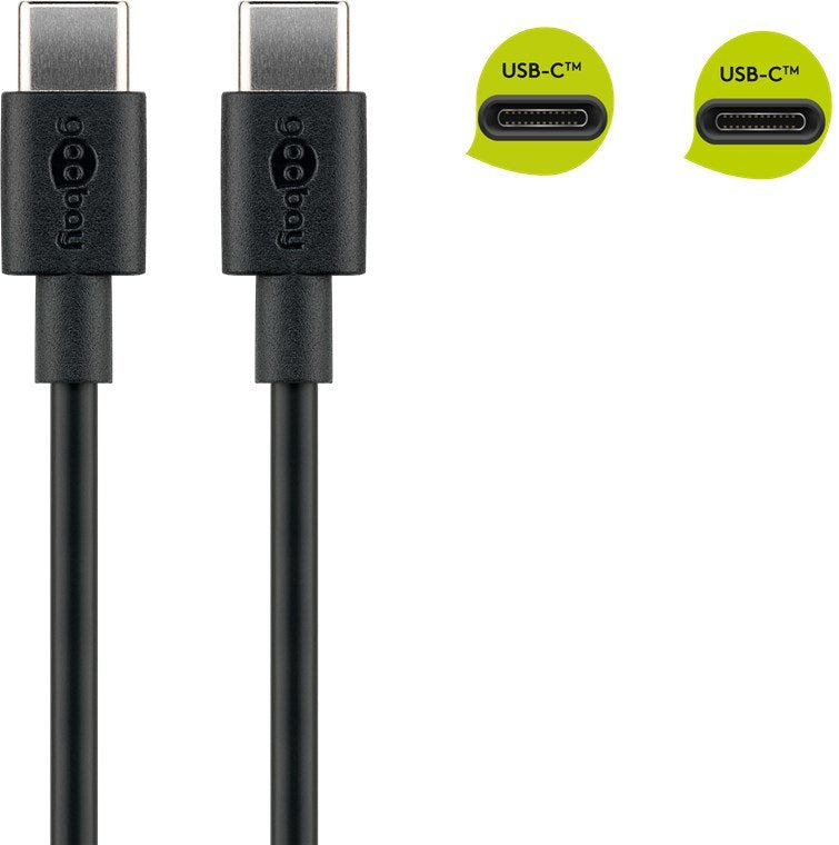 Cable De 2,00m Usb 2.0 480mbps Pd15w Usb-C Macho A Usb-C Macho Negro Datos Y Carga