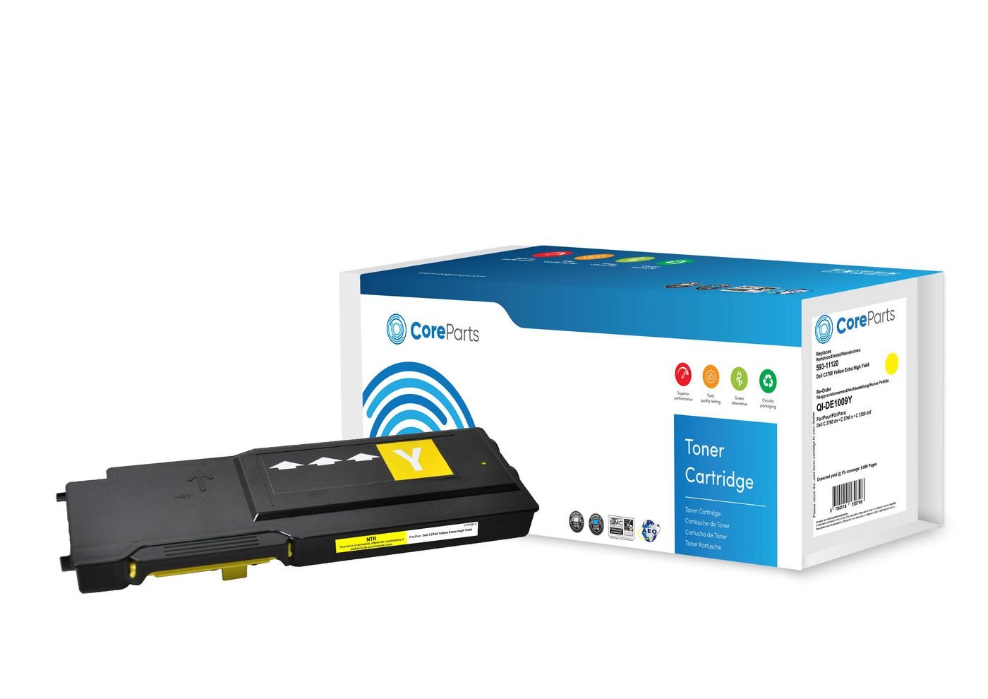 EAN 5704174130796 - CoreParts QI-DE1009Y cartucho de tóner 1 pieza(s) Compatible Amarillo imagen 1