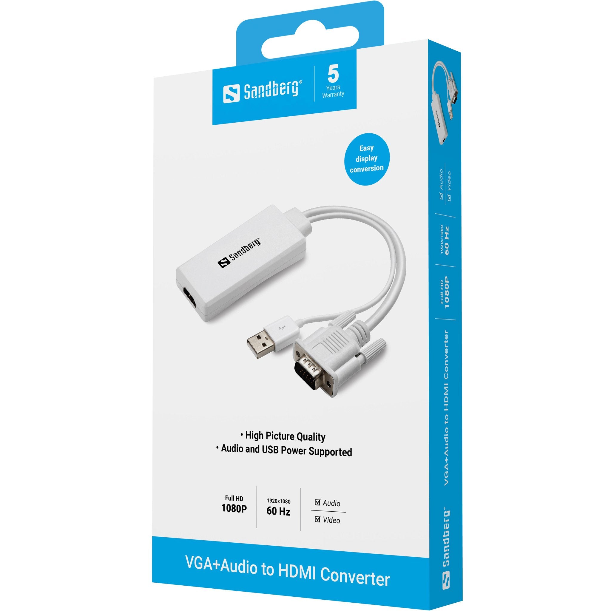 EAN 5705730508783 - Sandberg 508-78 adaptador de cable de vídeo VGA (D-Sub) + USB Blanco imagen 3
