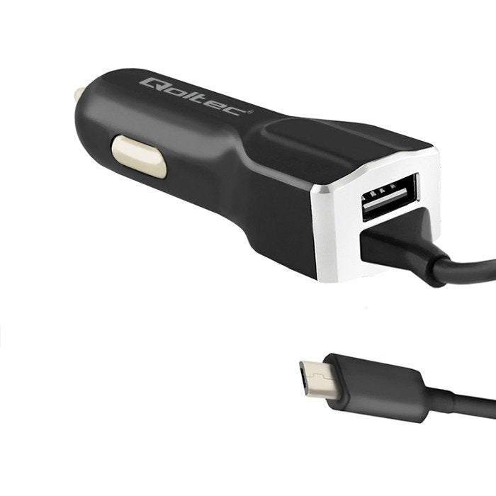 Qoltec 50143 Cargador De Coche 12v-24v 5v 3.4a Usb + Micro Usb