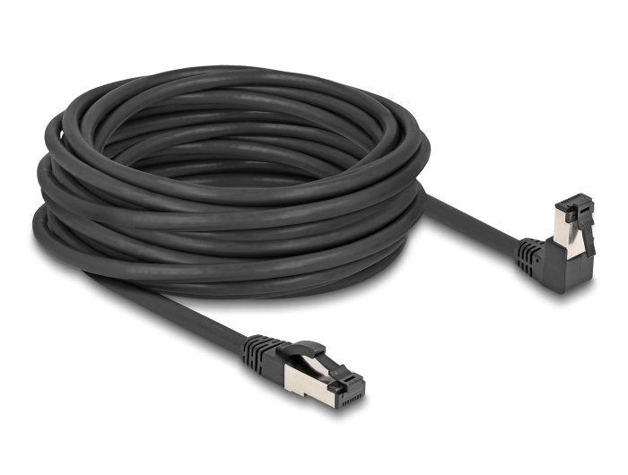 Delock Rj45 Netzwerkcable Cat.8.1 S Ftp 90° Unten Gewinkelt Gerade 10 M Schwarz