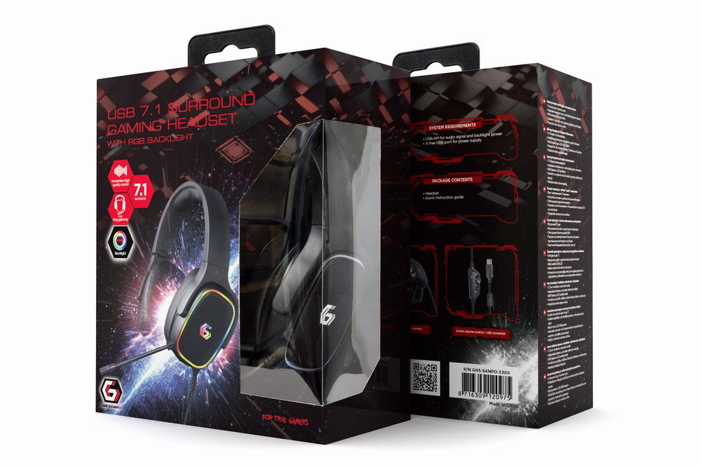 EAN 8716309120975 - Gembird GHS-SANPO-S300 auricular y casco Auriculares Alámbrico Diadema Juego USB tipo A Negro imagen 5