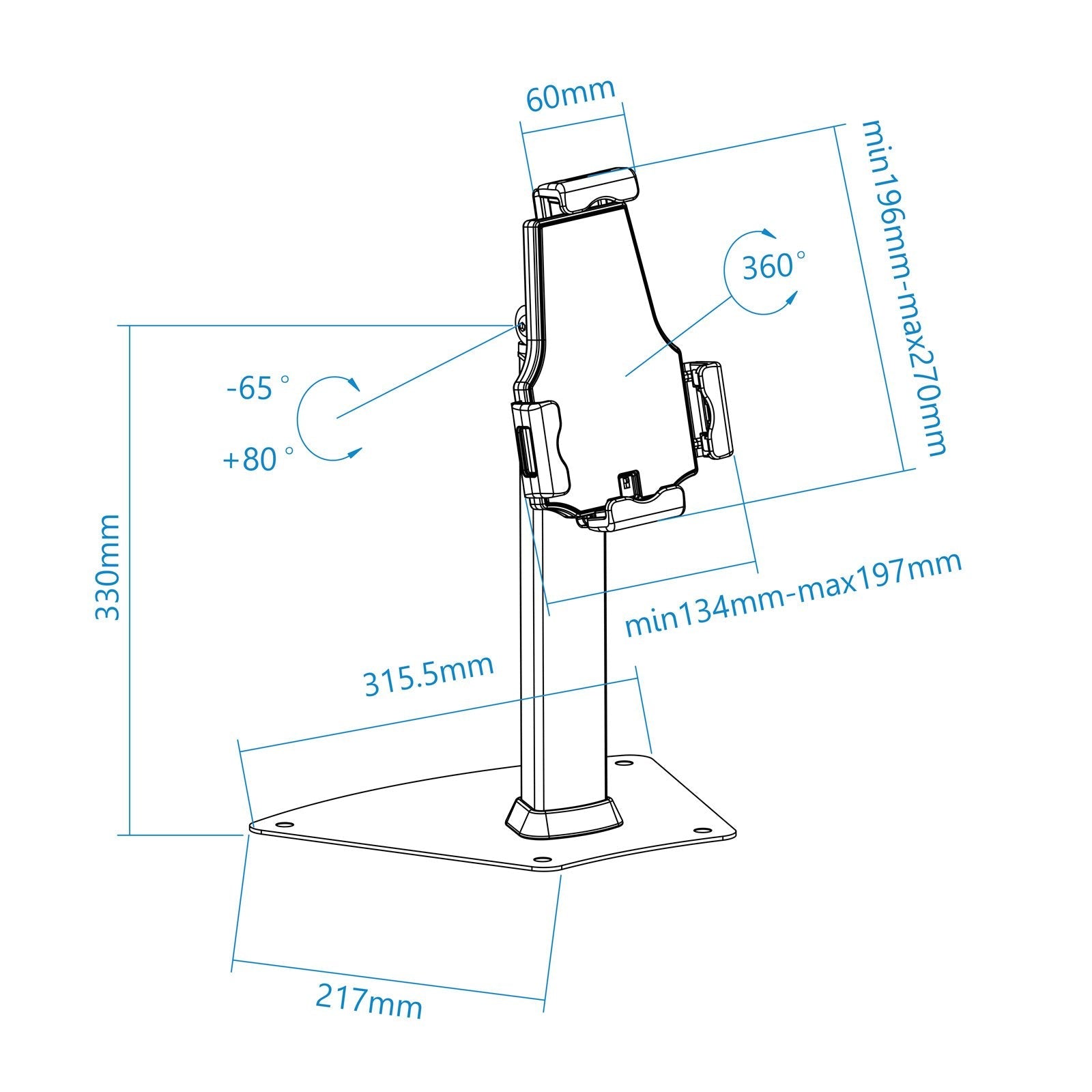 Tooq Soporte De Sobremesa Profesional Ajustable Para Tablet De Entre 7.9? A 10.5? - Incluye Candado Antirrobo -