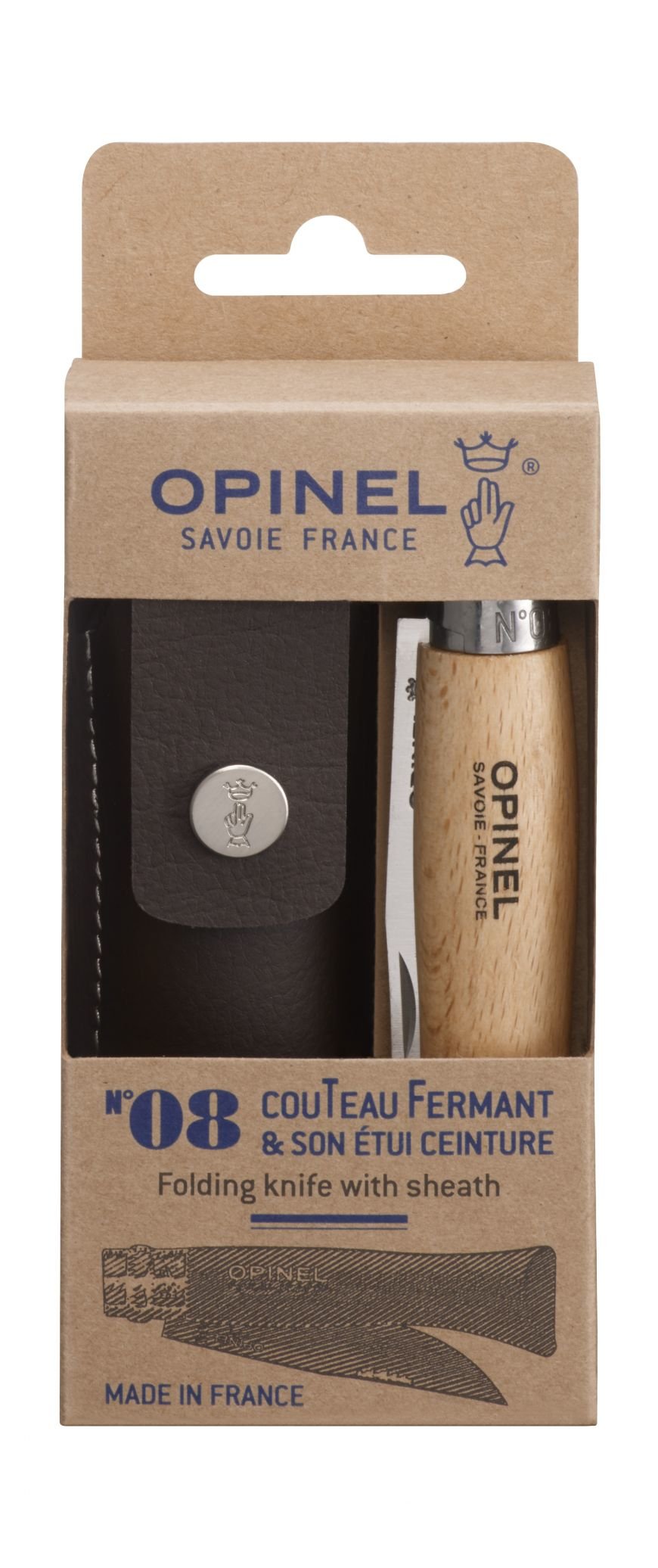 Opinel Navaja De Bolsillo No. 08 Inkl. Etui Mit Edelstahlklinge