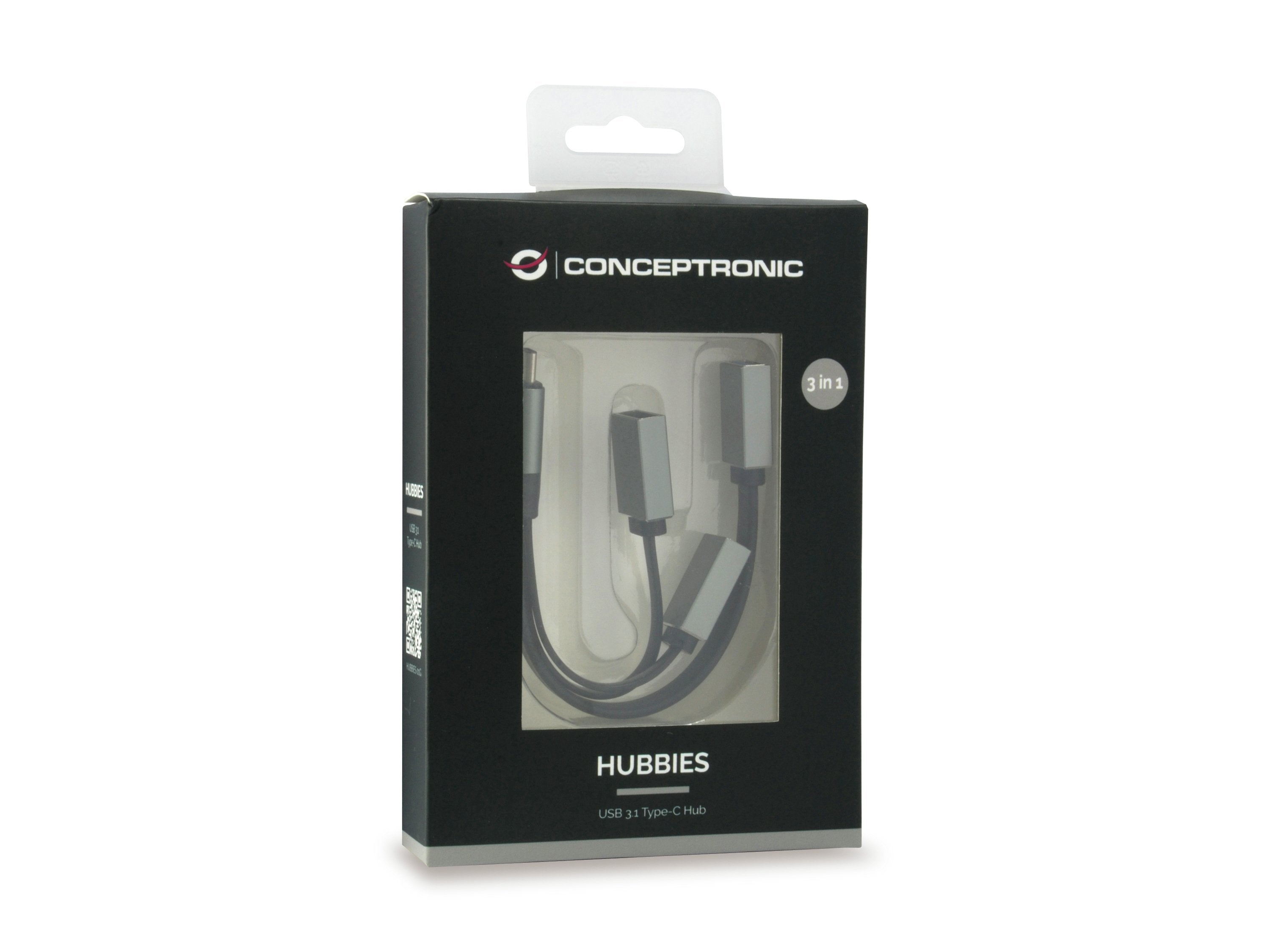 Conceptronic Hub Usb-C 3 Puertos 2x Usb 2.0 1x Usb3.0 Gris Hubbies01g