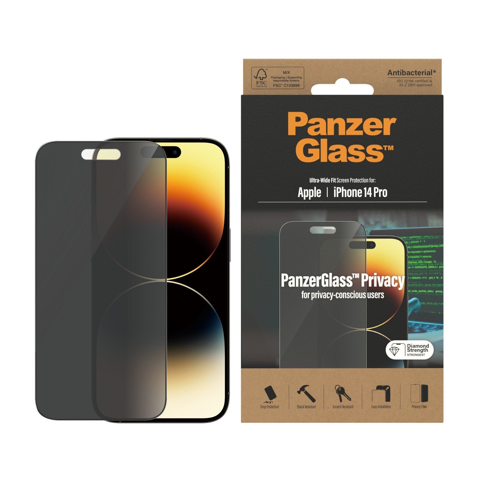 EAN 5711724127724 - PanzerGlass ® Privacy Screen Protector iPhone 14 Pro | Ultra-Wide Fit Protector de pantalla Apple 1 pieza imagen 2